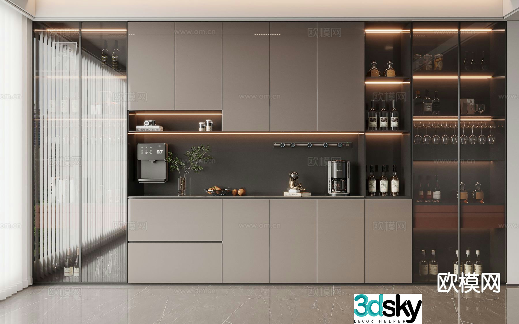 Italian wine cabinet sideboard 3d model
