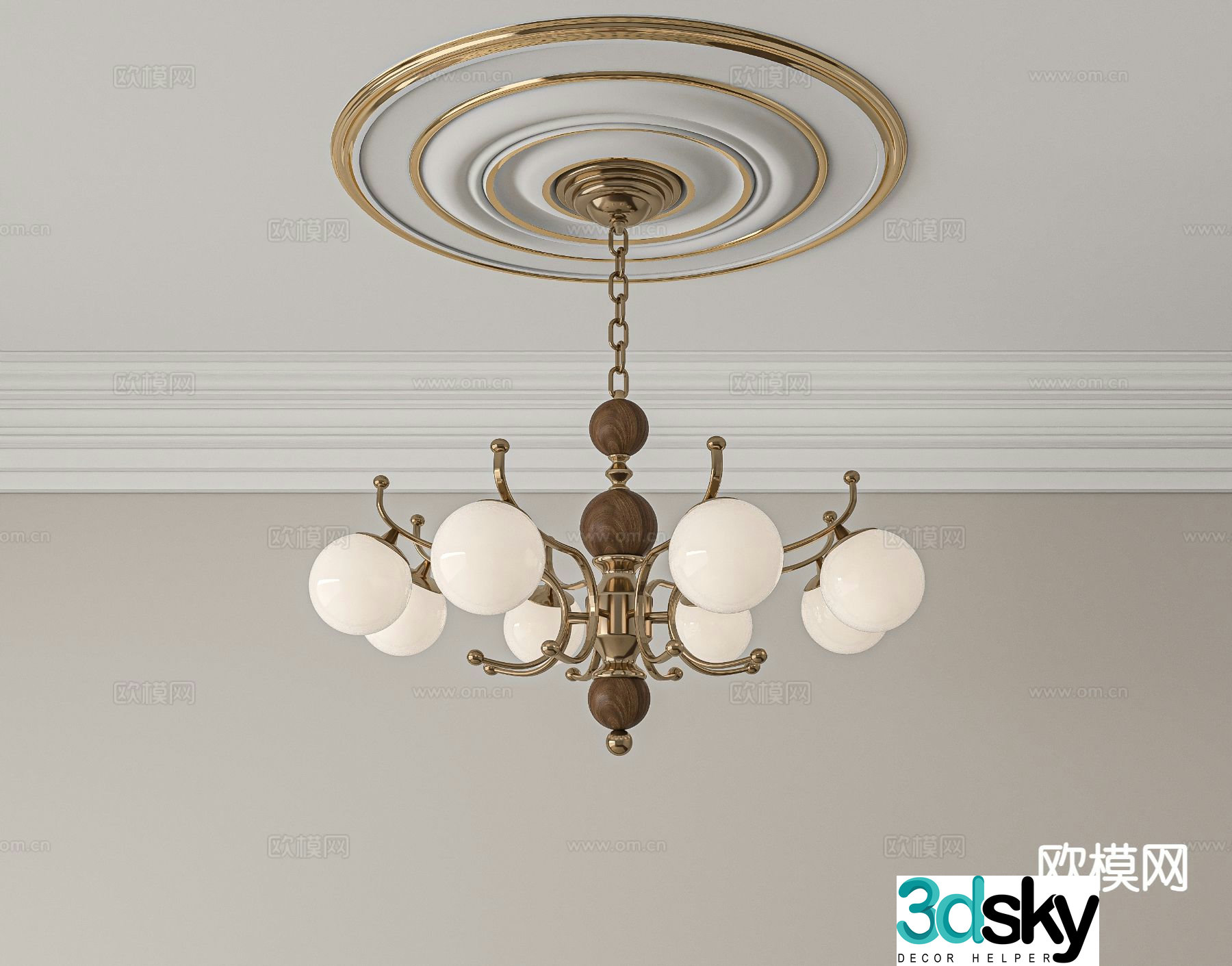 Medieval style chandelier hall chandelier 3d model