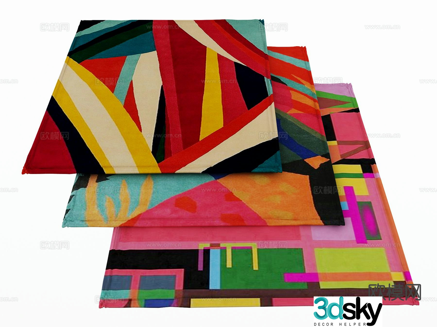 Modern carpet square rug 3d model