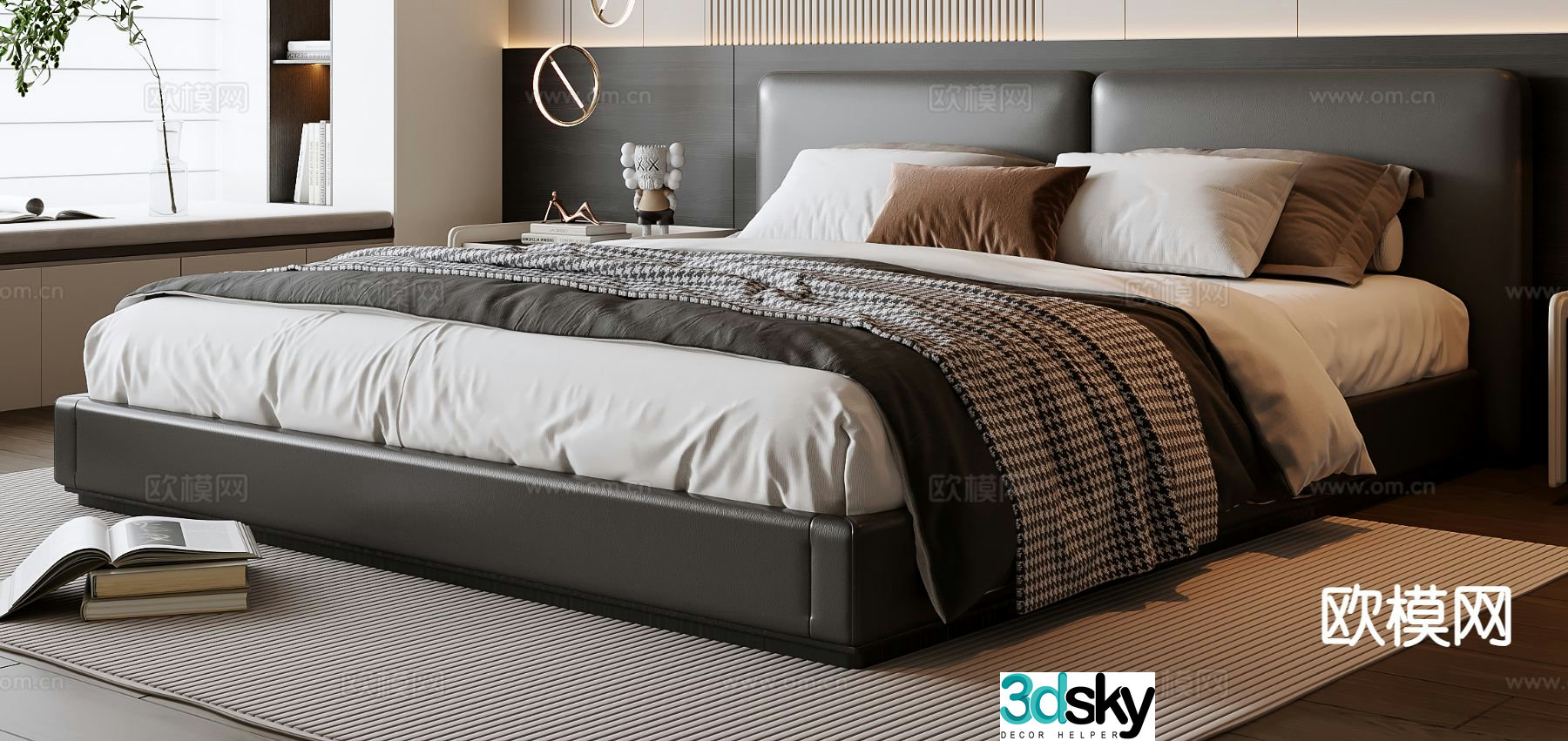 Italian double bed 3d model