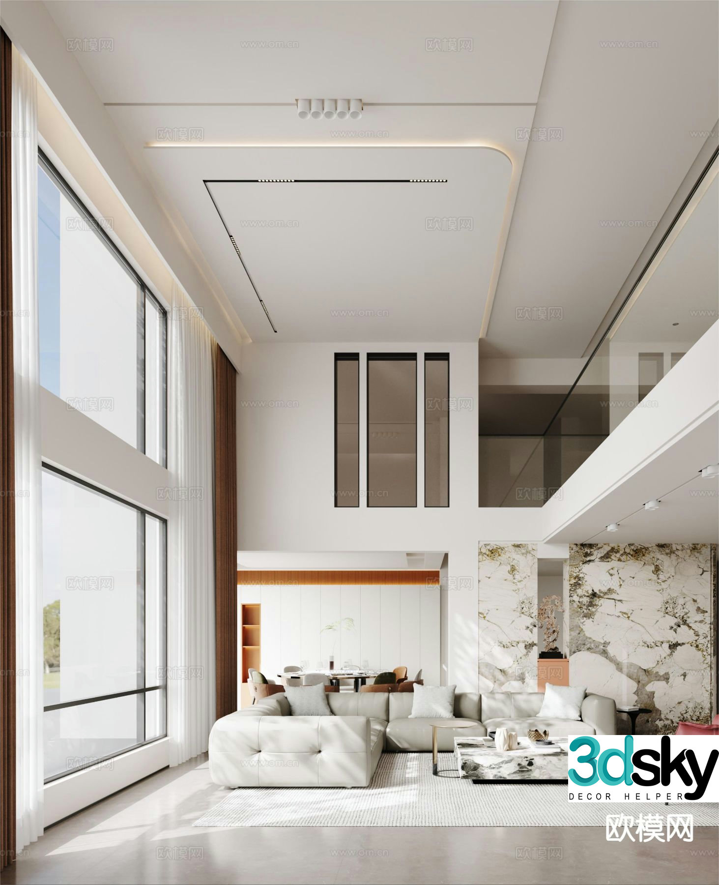 Modern villa living room 3d model
