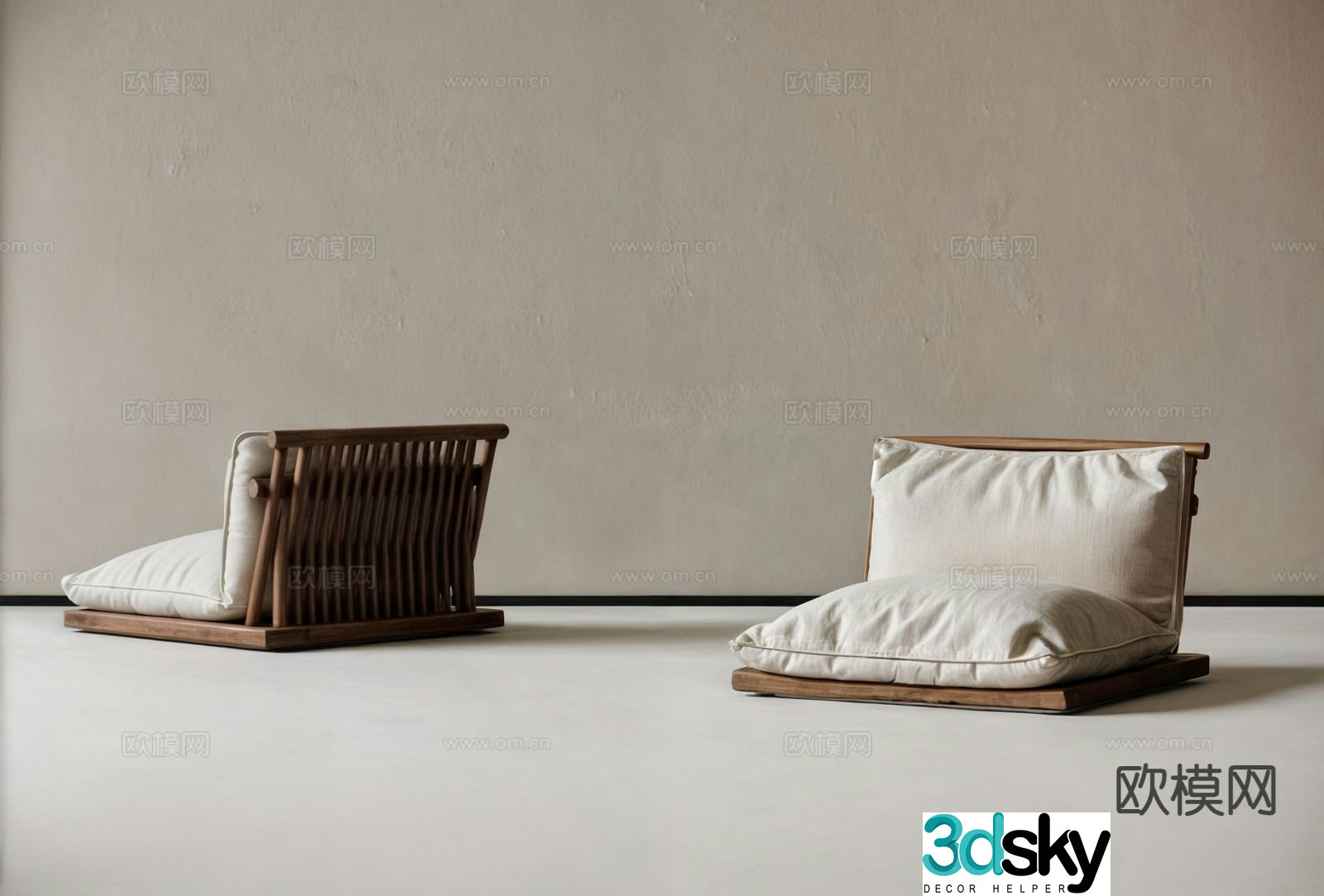 Wabi-sabi stool tatami cushion 3d model