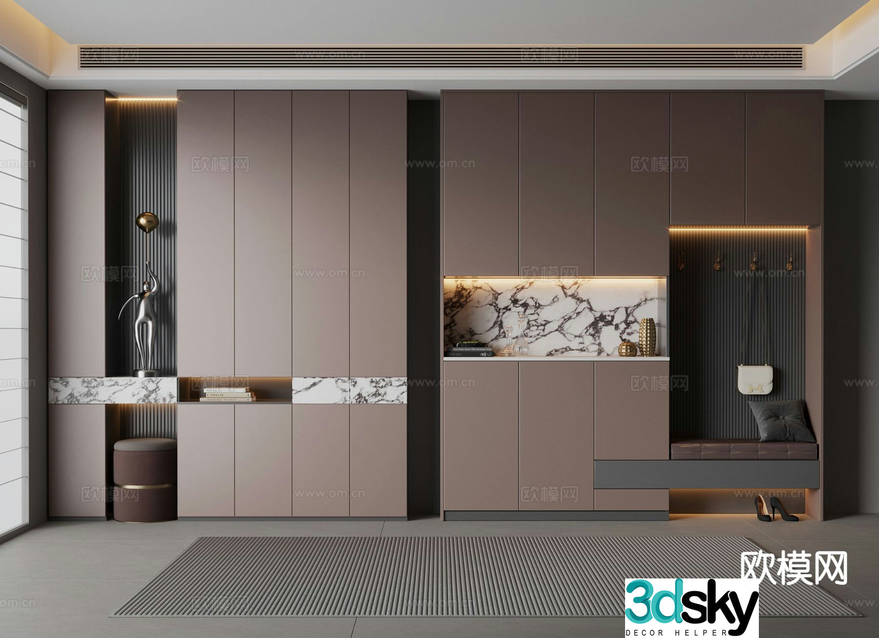 Italian style shoe cabinet Entrance shoe cabinet 3D model
