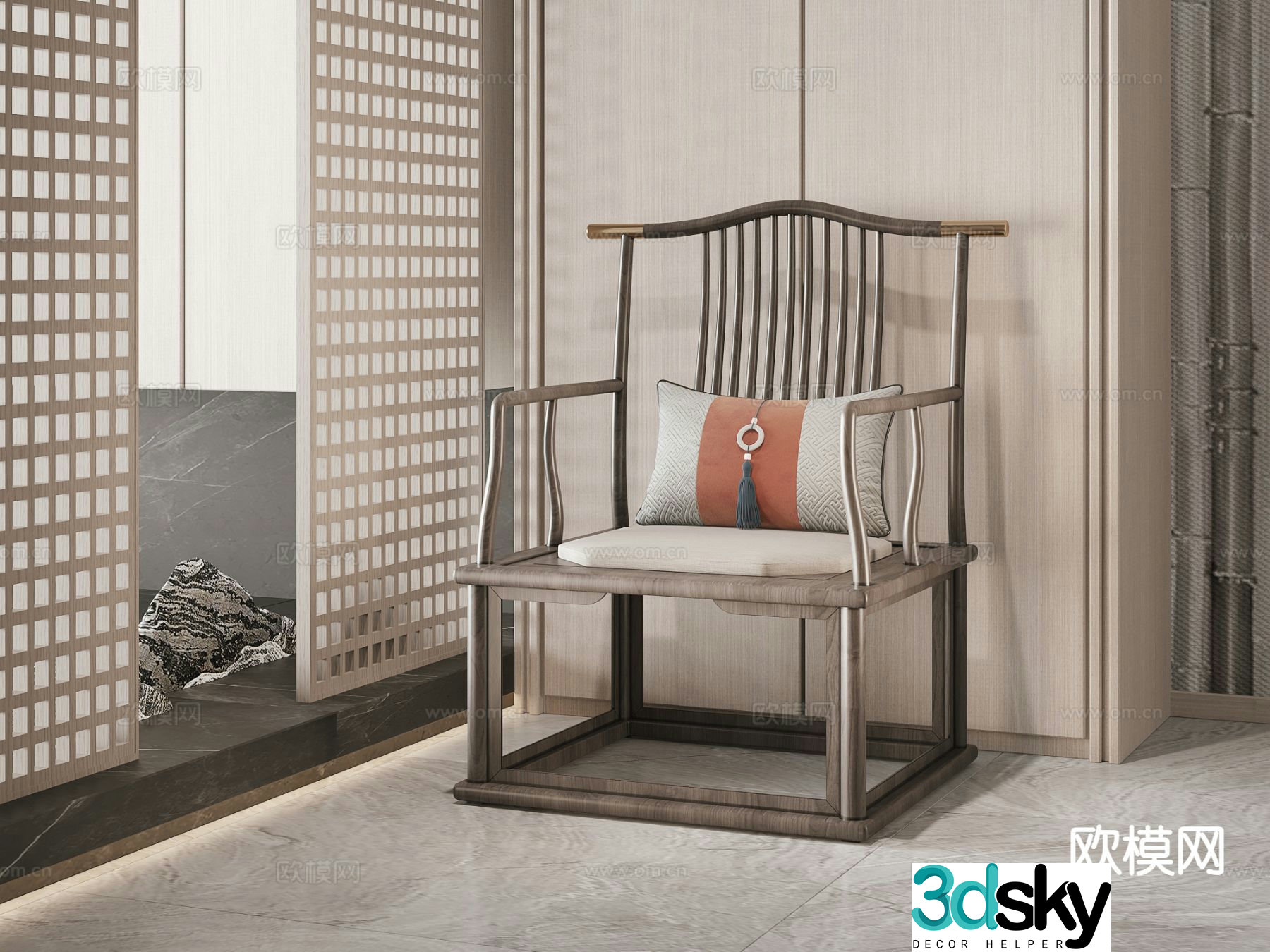 New Chinese style chair armchair Taishi chair 3d model
