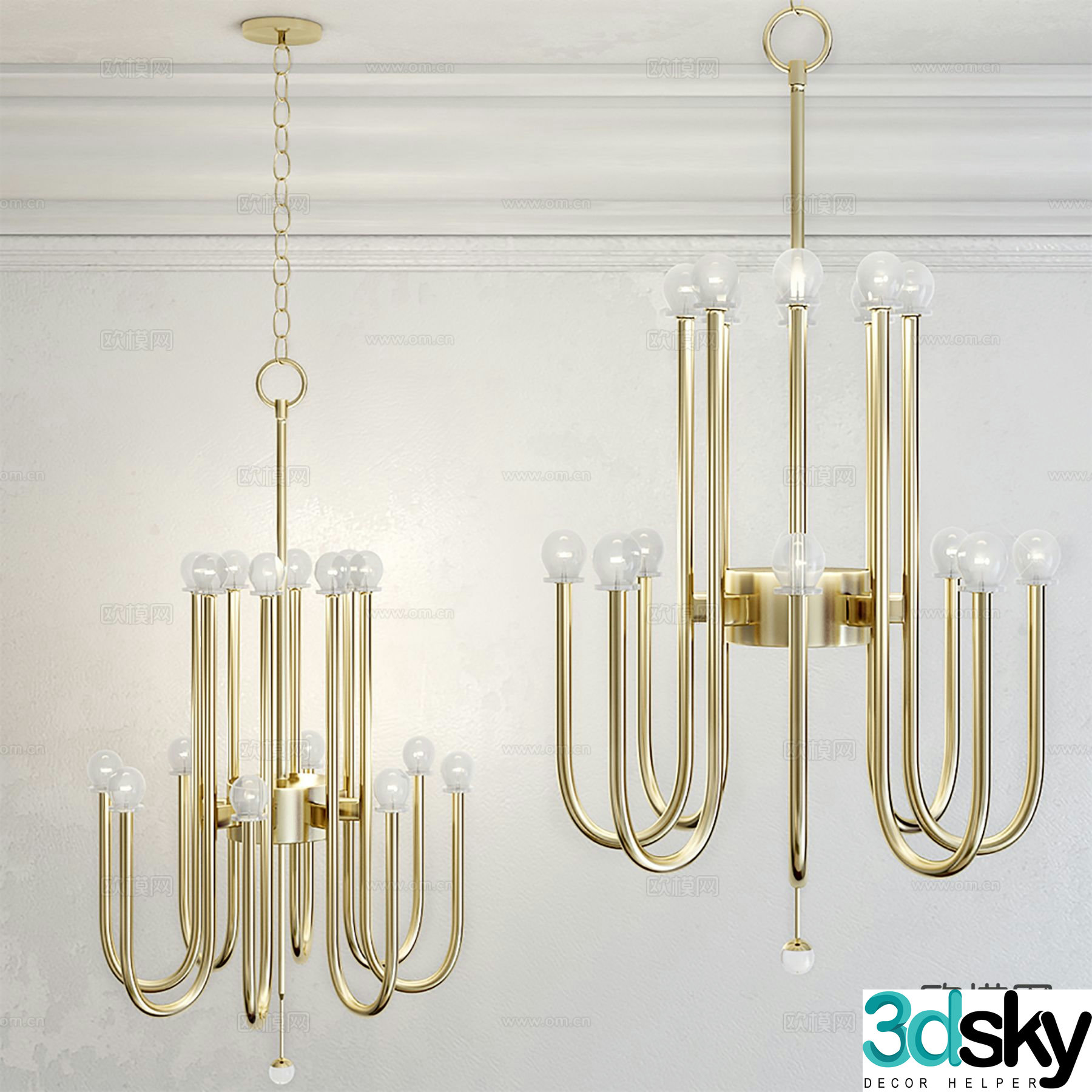 Light luxury indoor chandelier lobby chandelier 3d model