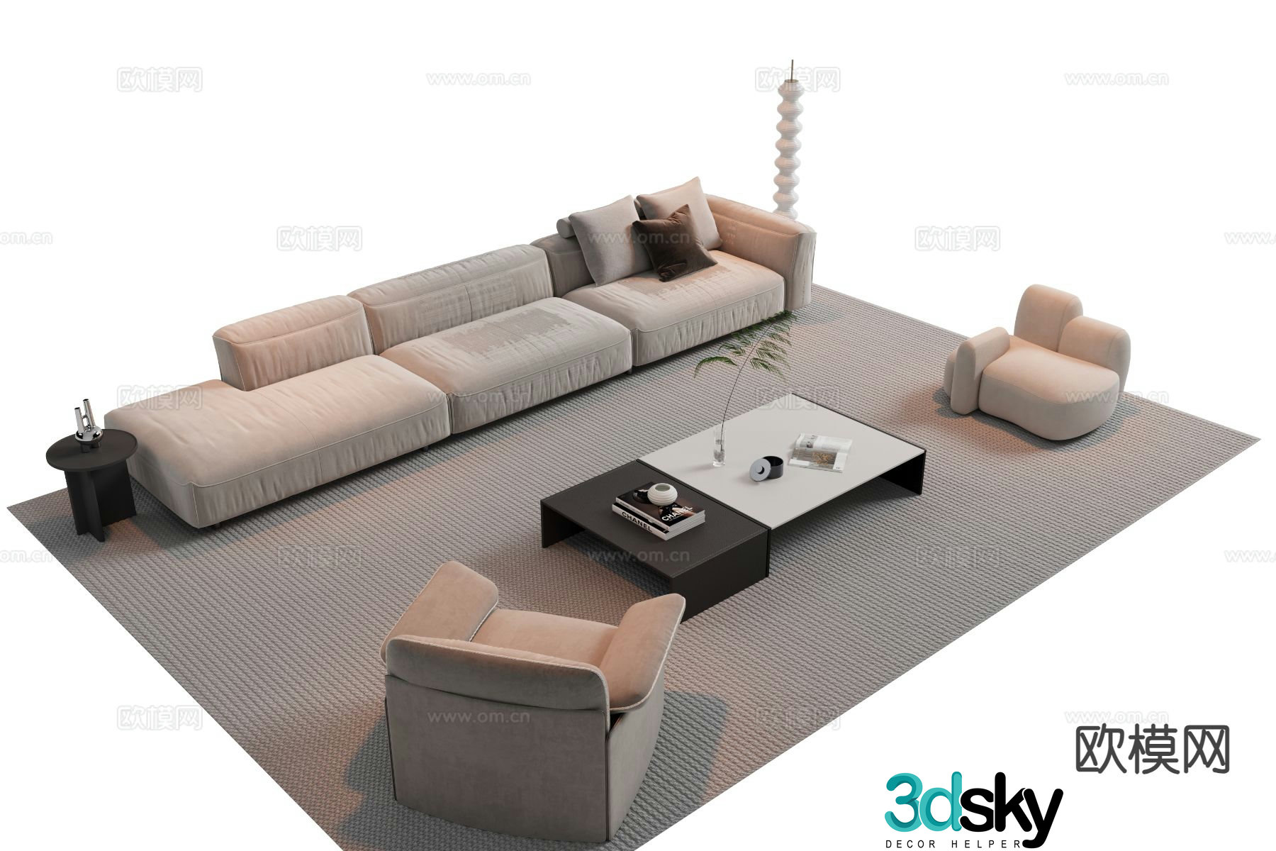 Modern sectional sofa 3d model
