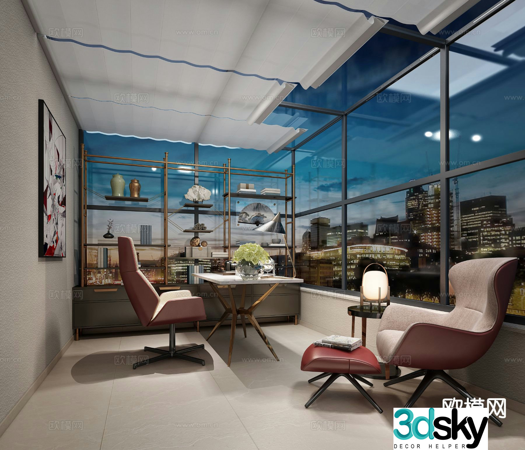 Modern study sunroom 3D model