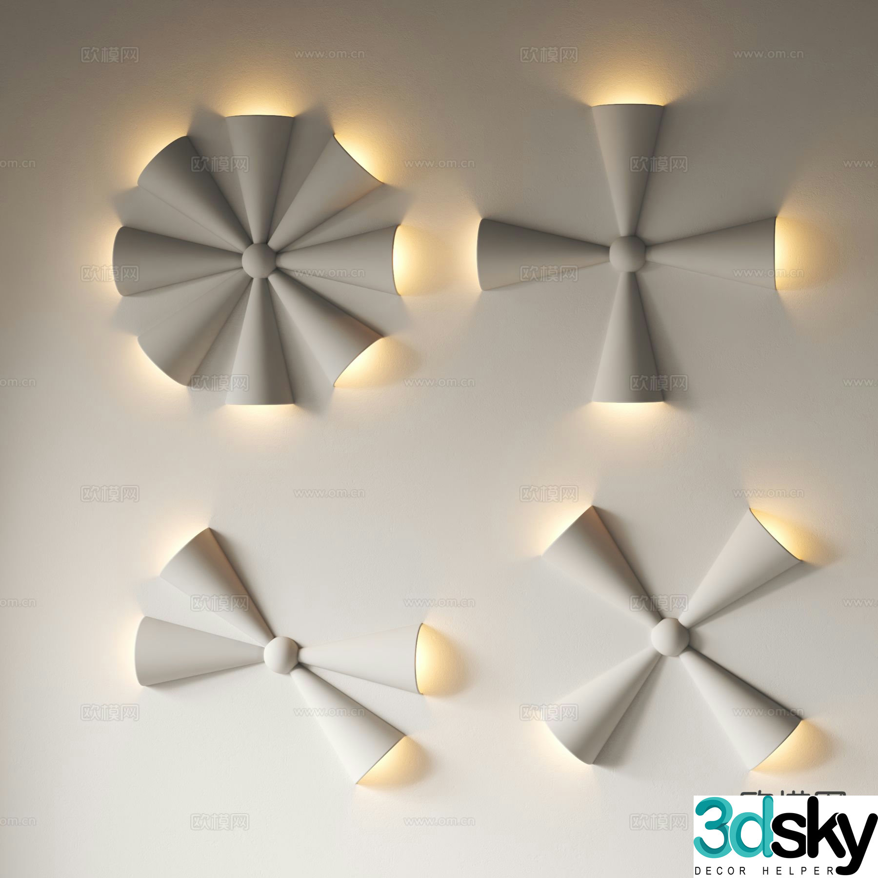 Cream style wall lamp plaster lamp 3d model