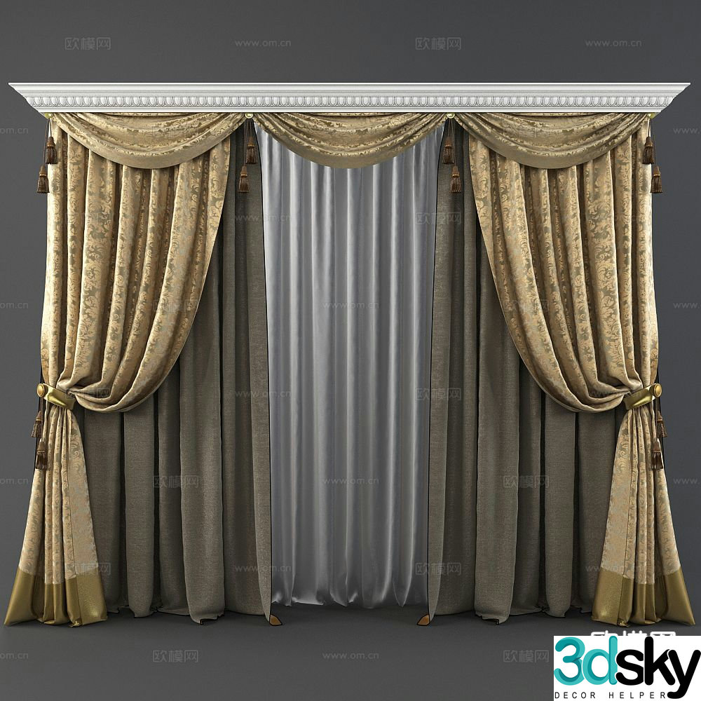 European curtains and screens 3d model