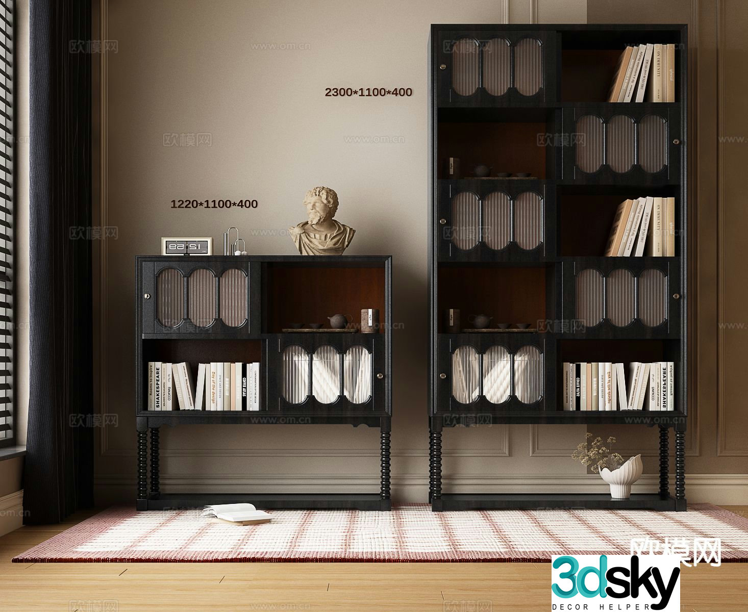 European bookcase bookshelf 3d model
