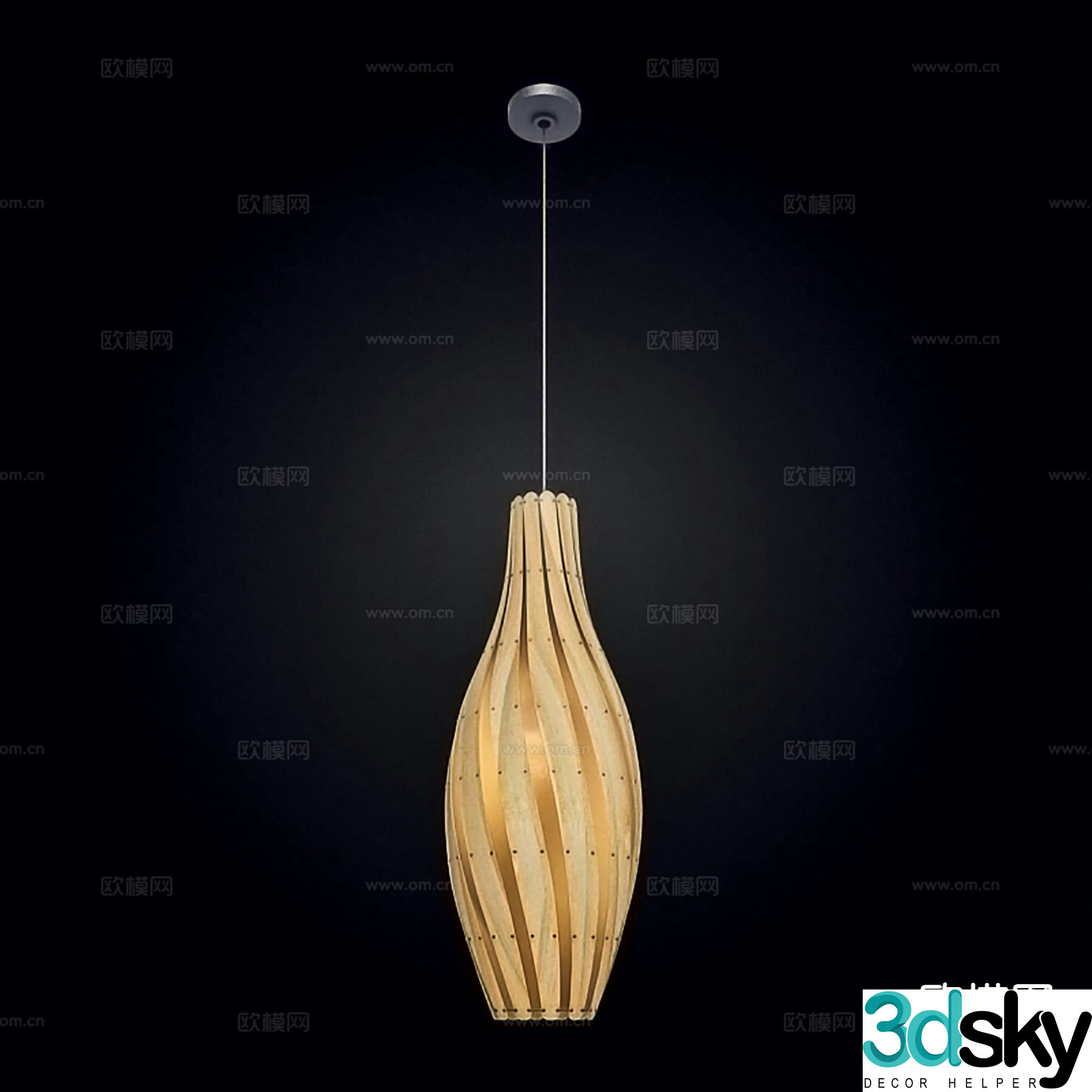Modern solid wood chandelier 3d model