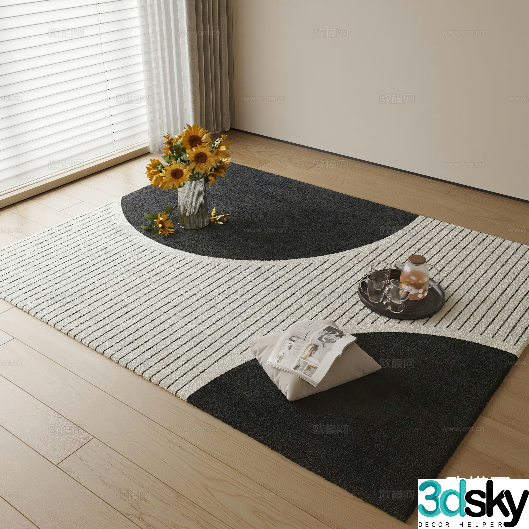 Modern black and white carpet 3d model