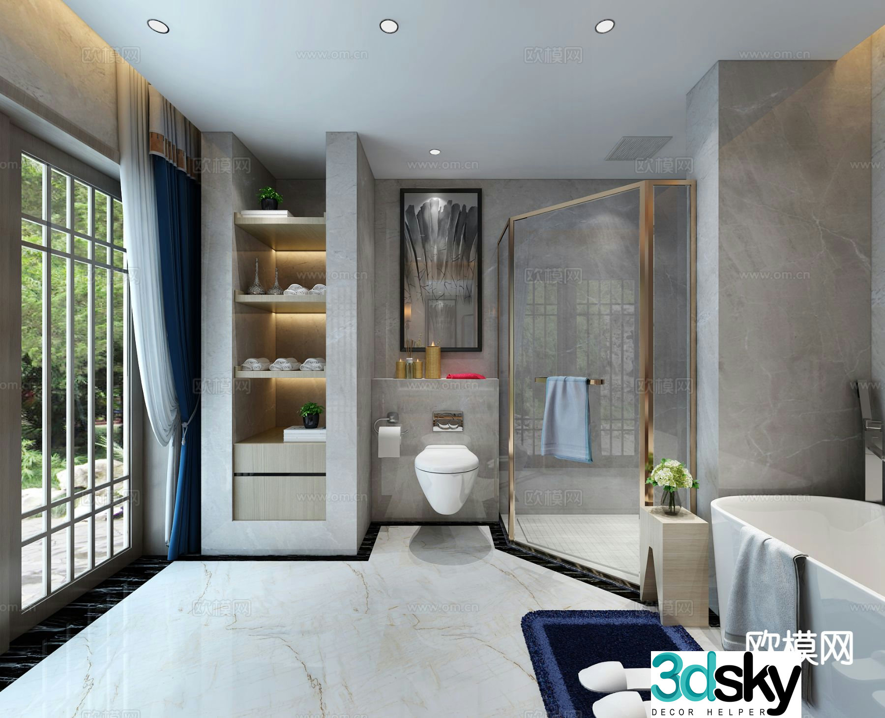 New Chinese style bathroom bathroom toilet 3d model