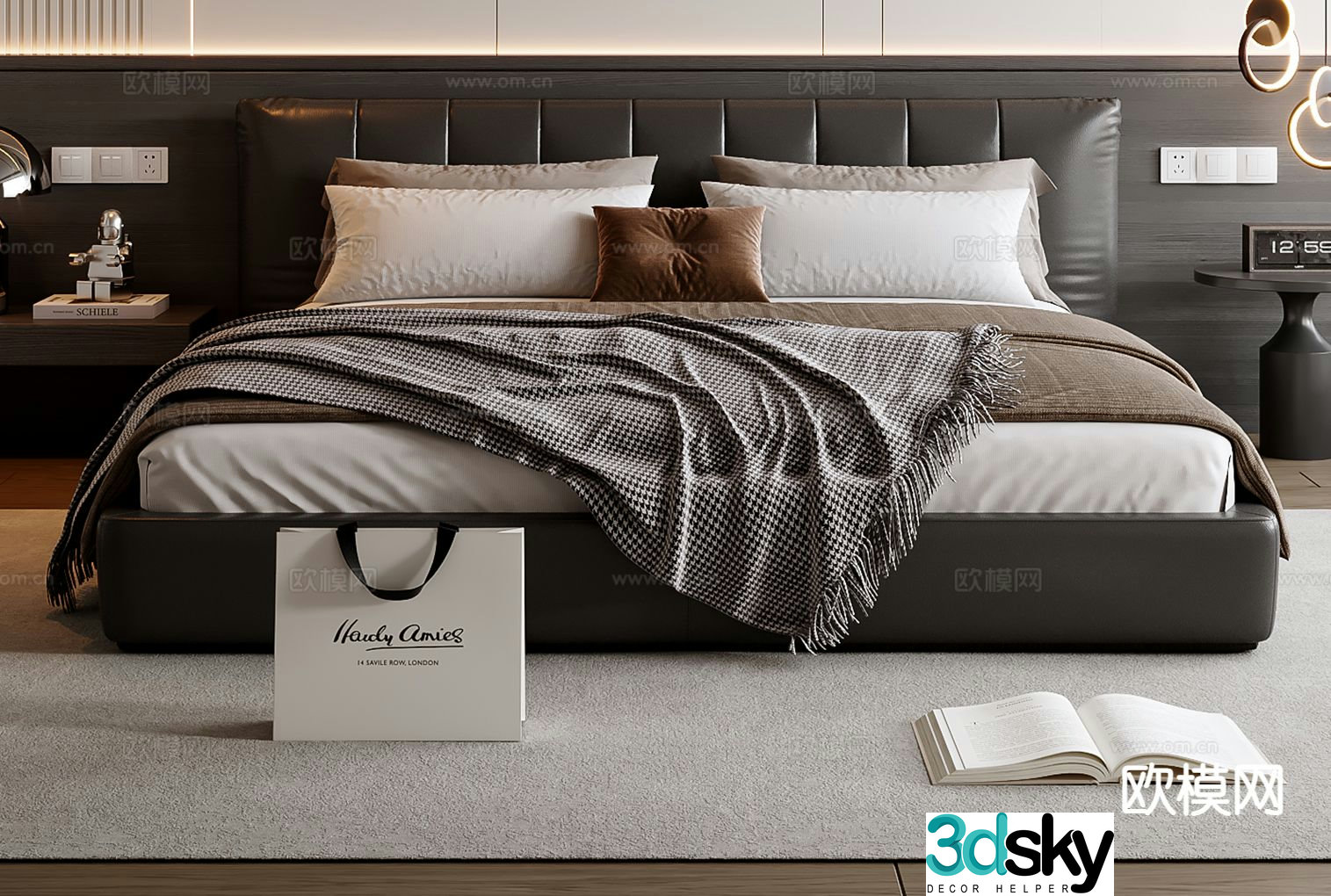 Italian double bed 3d model
