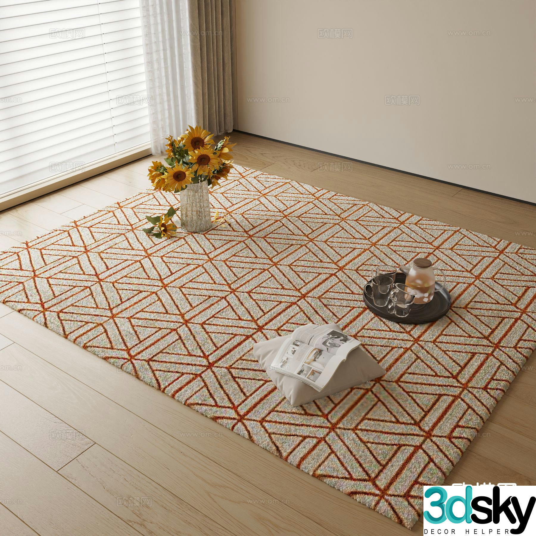 Modern geometric abstract carpet 3d model