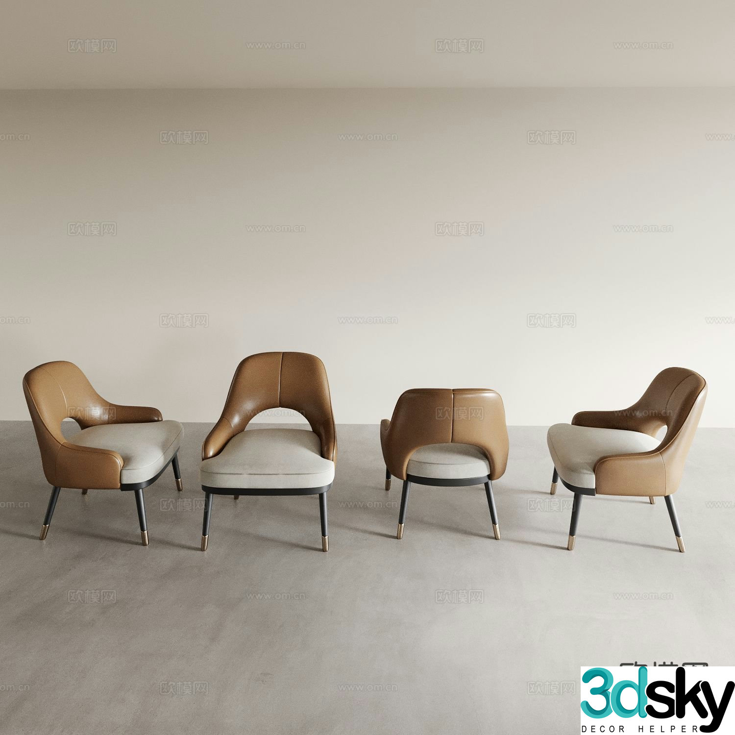 Modern chair dining chair tea chair leisure chair 3d model
