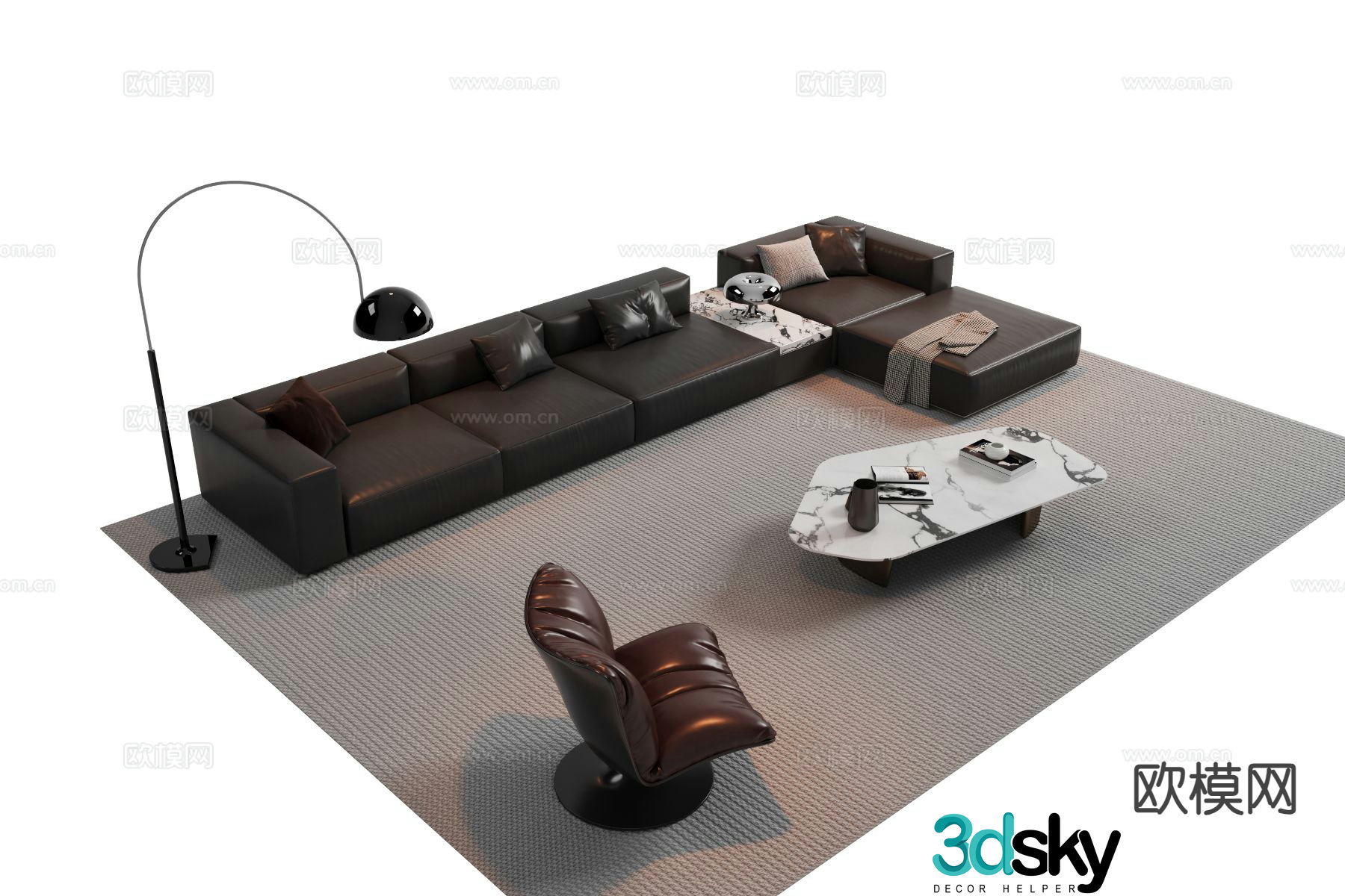 Italian sectional sofa 3d model