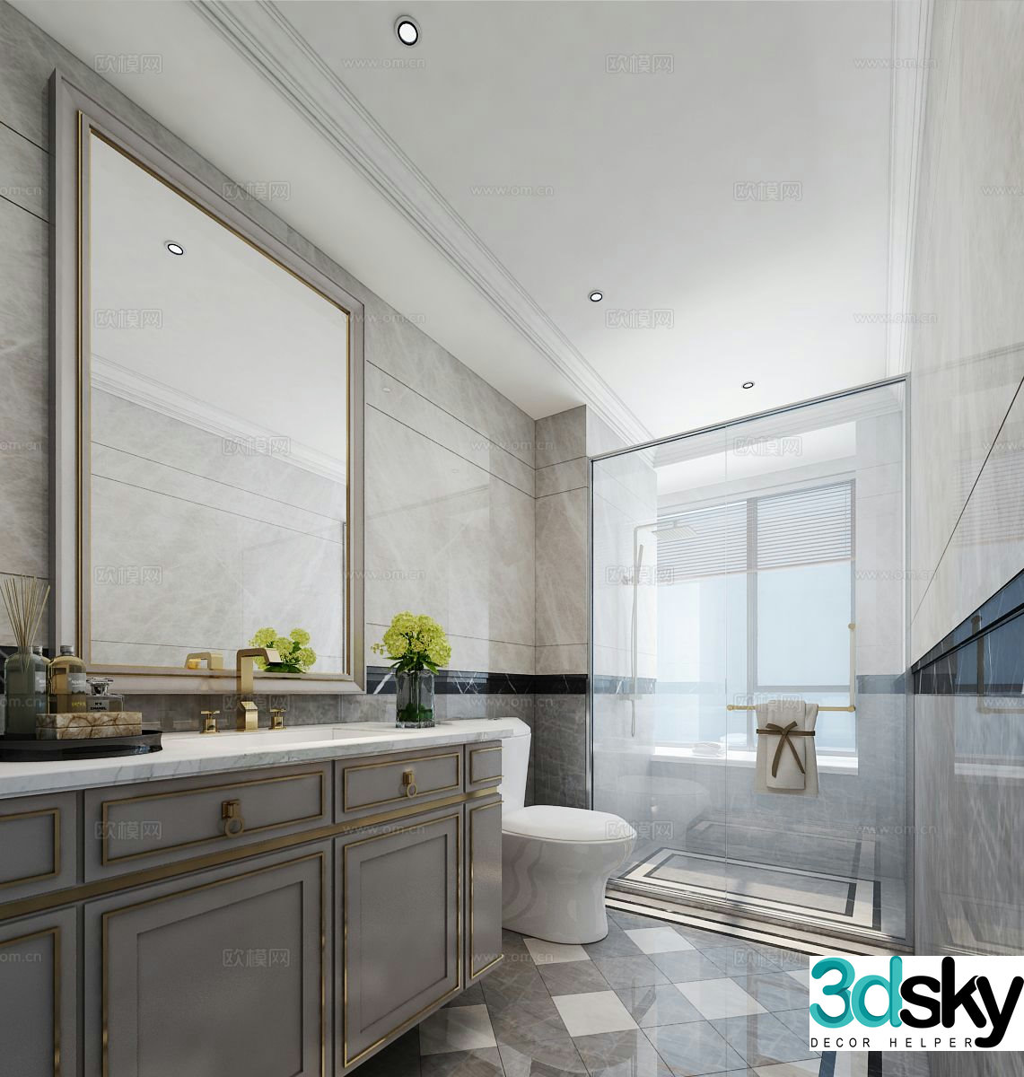 Simple European bathroom bathroom toilet 3d model