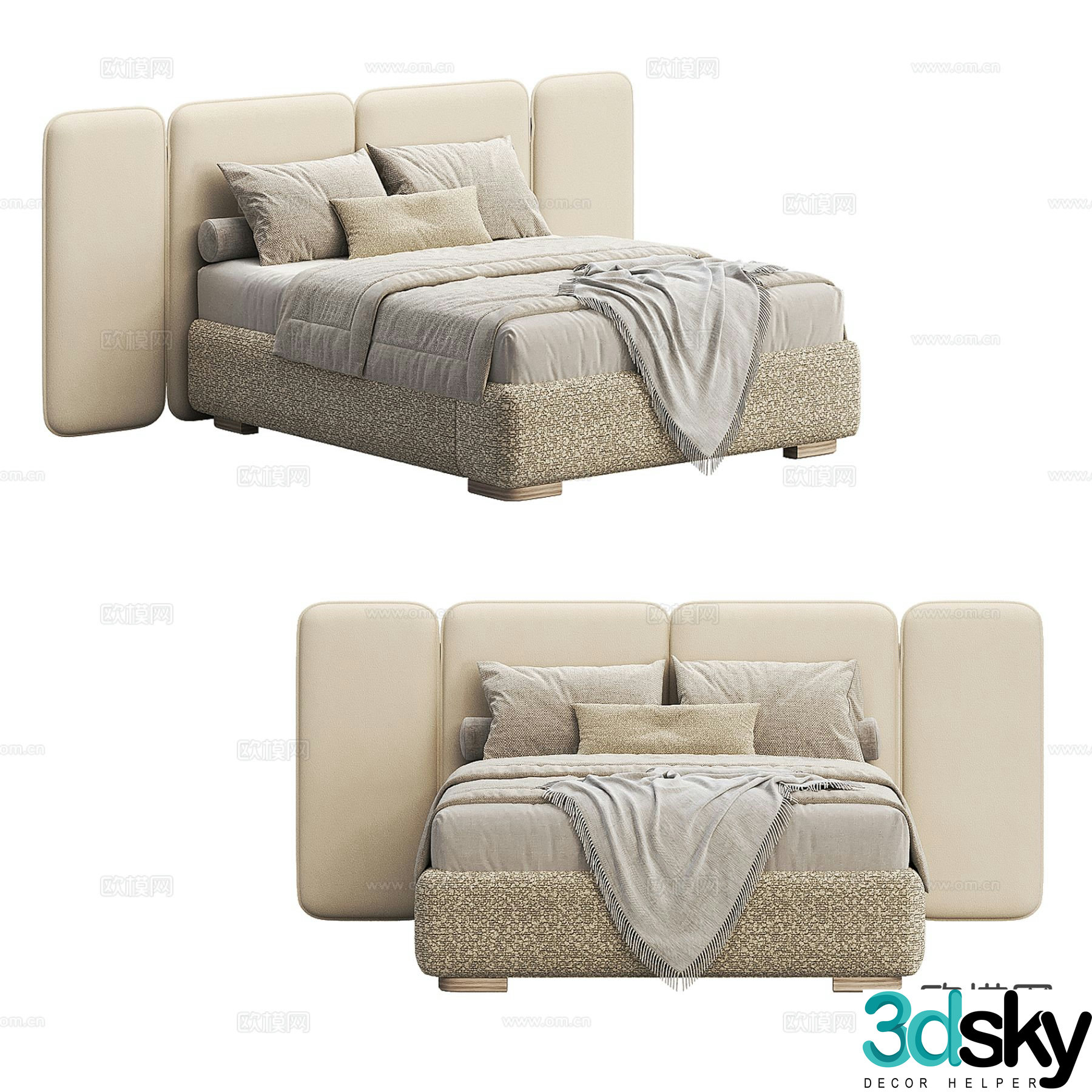 Modern double bed 3d model
