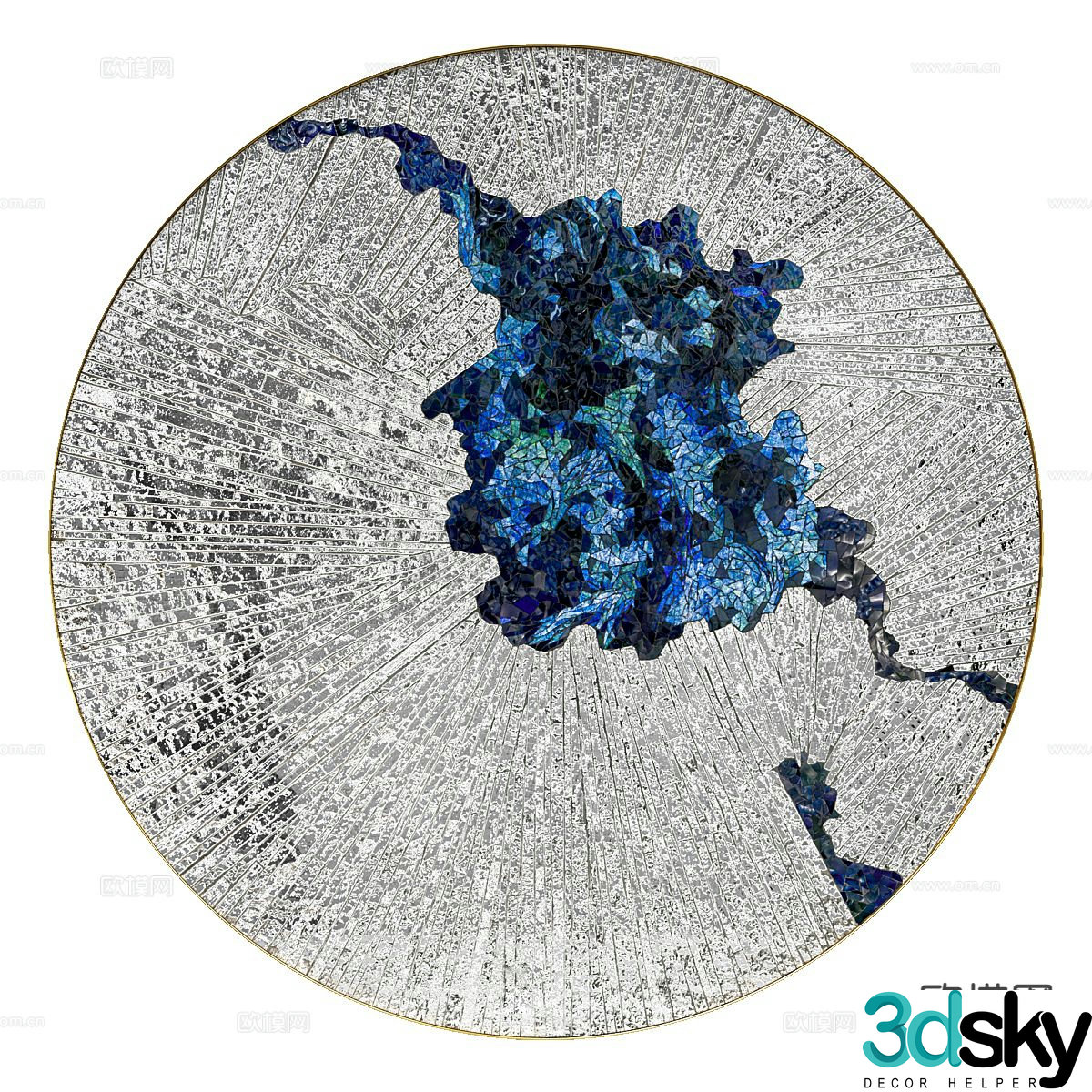 New Chinese style round wall decoration 3d model