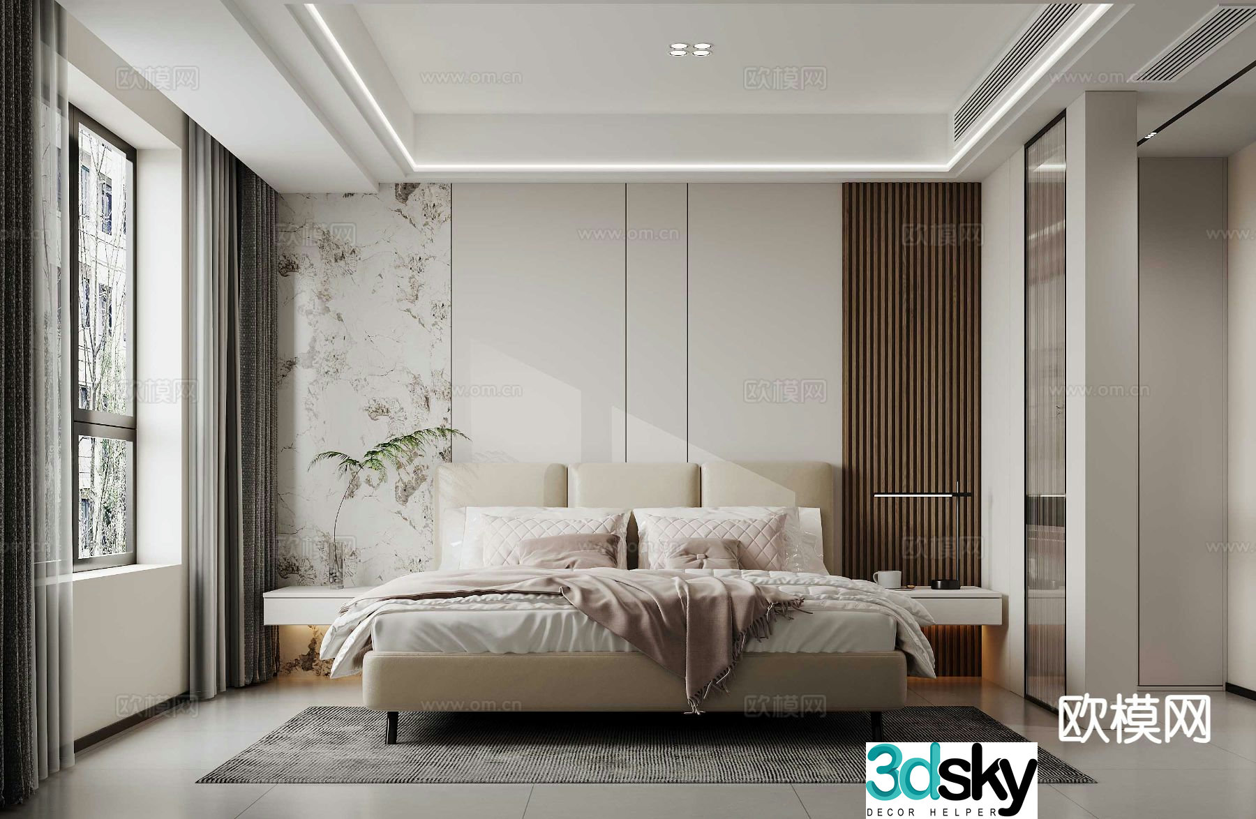 Modern bedroom master bedroom 3d model