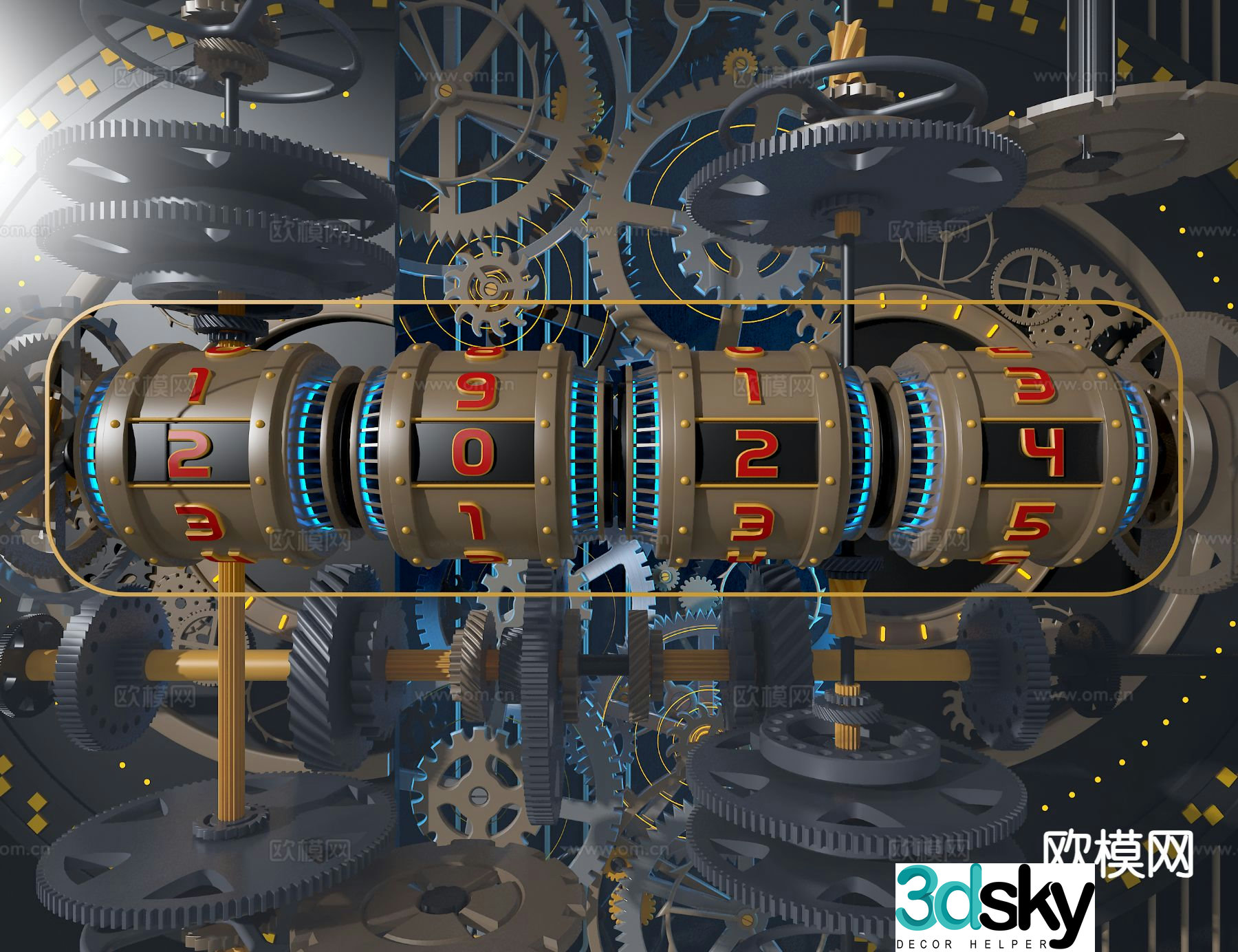 time machine clock 3d model