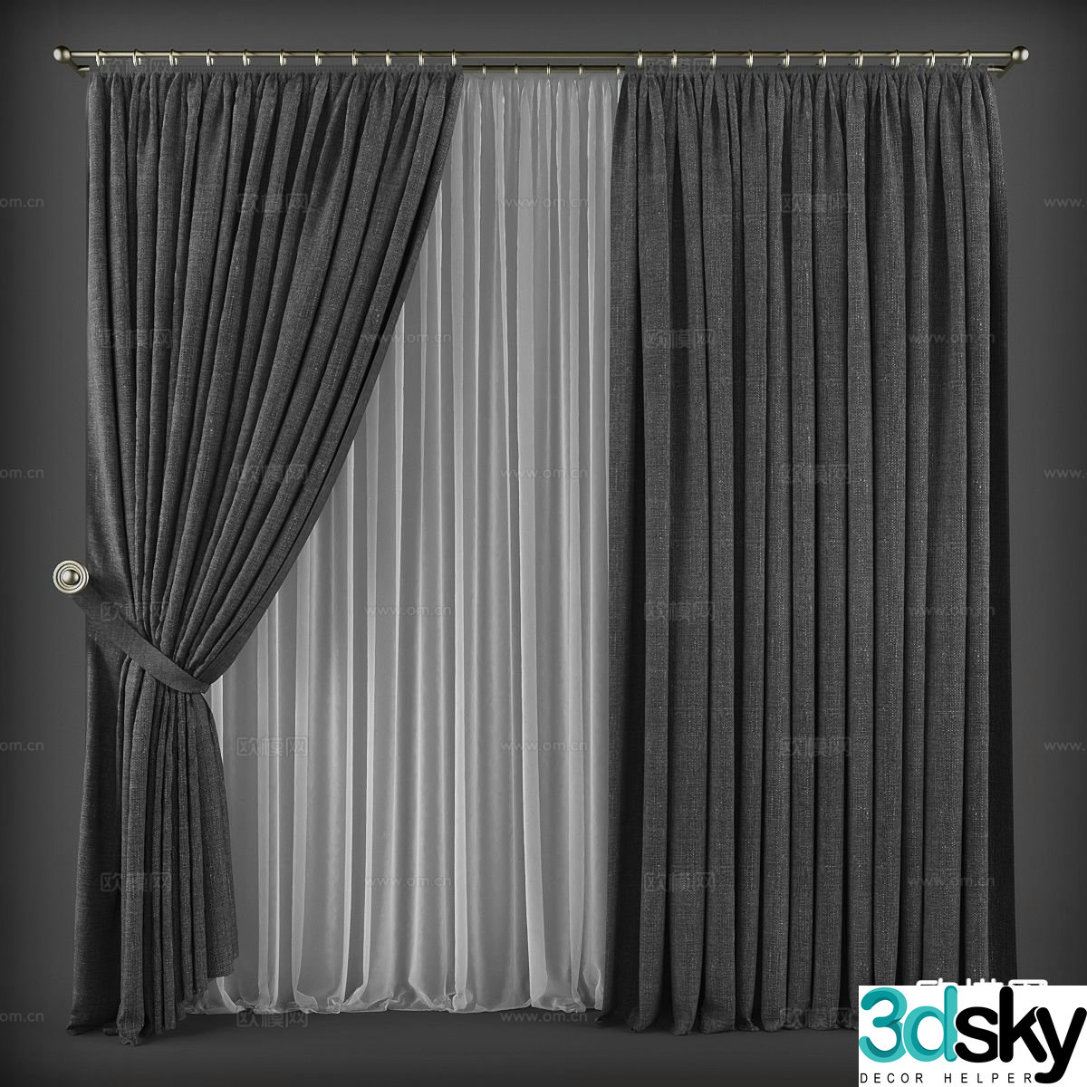 Plain curtains and screens 3d model