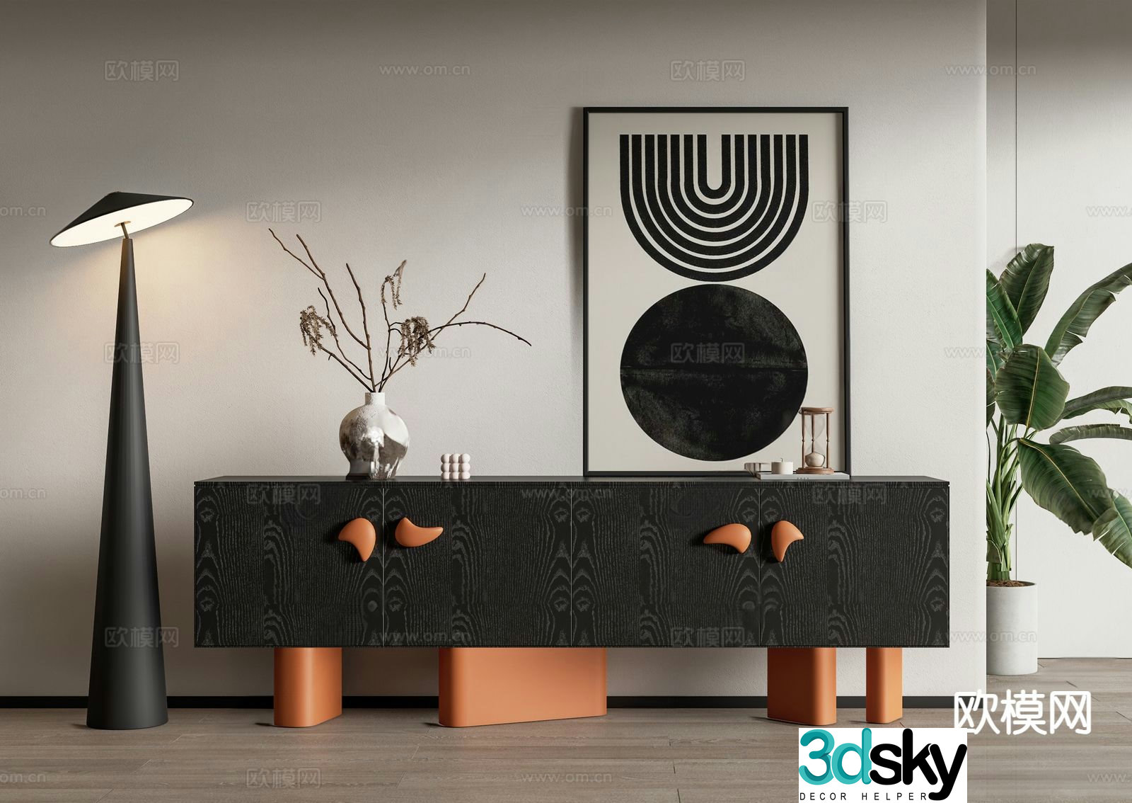 Modern entryway cabinet low cabinet 3d model
