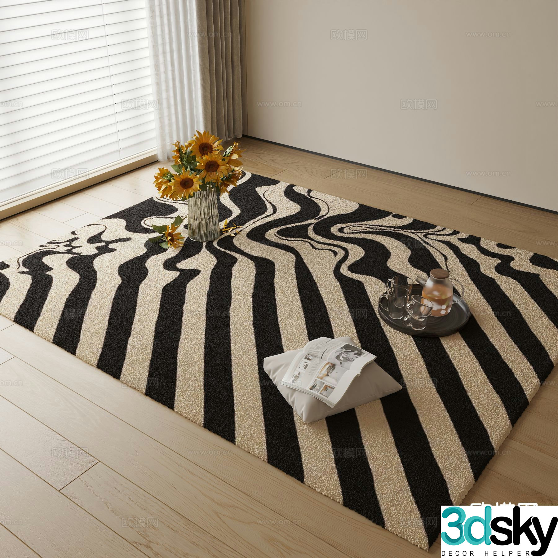 Modern striped carpet 3d model