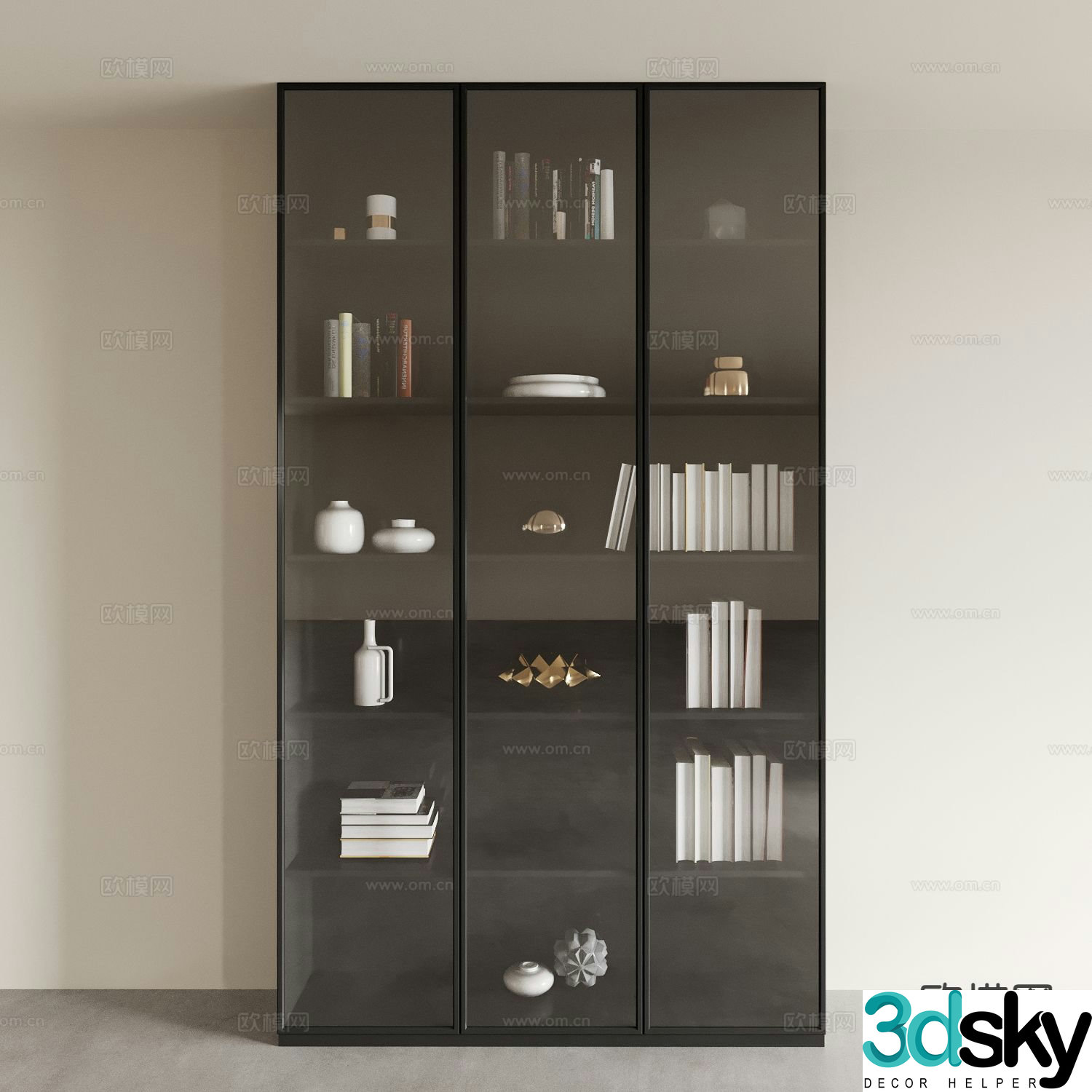 Modern glass cabinet bookcase 3d model
