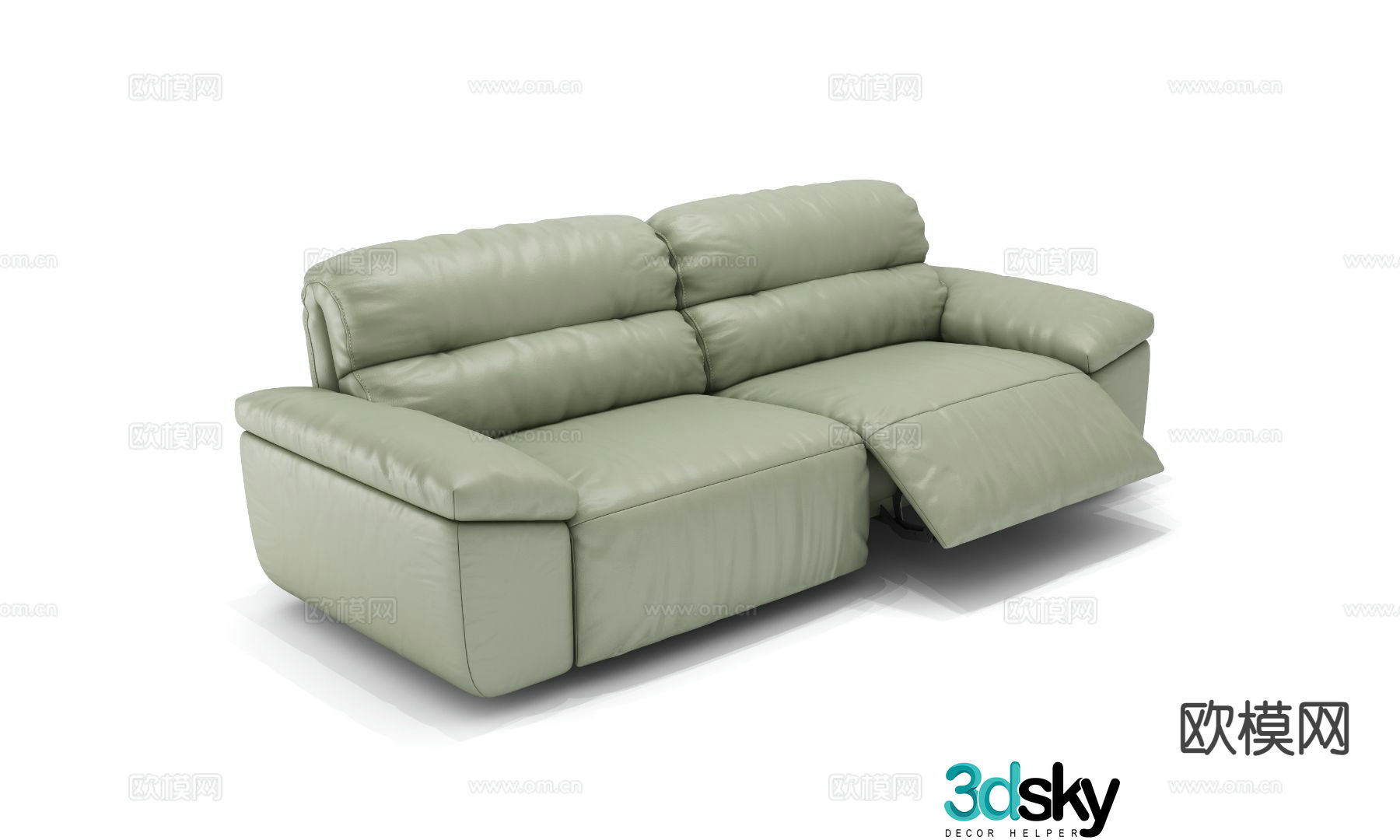 Double sofa leather sofa 3d model