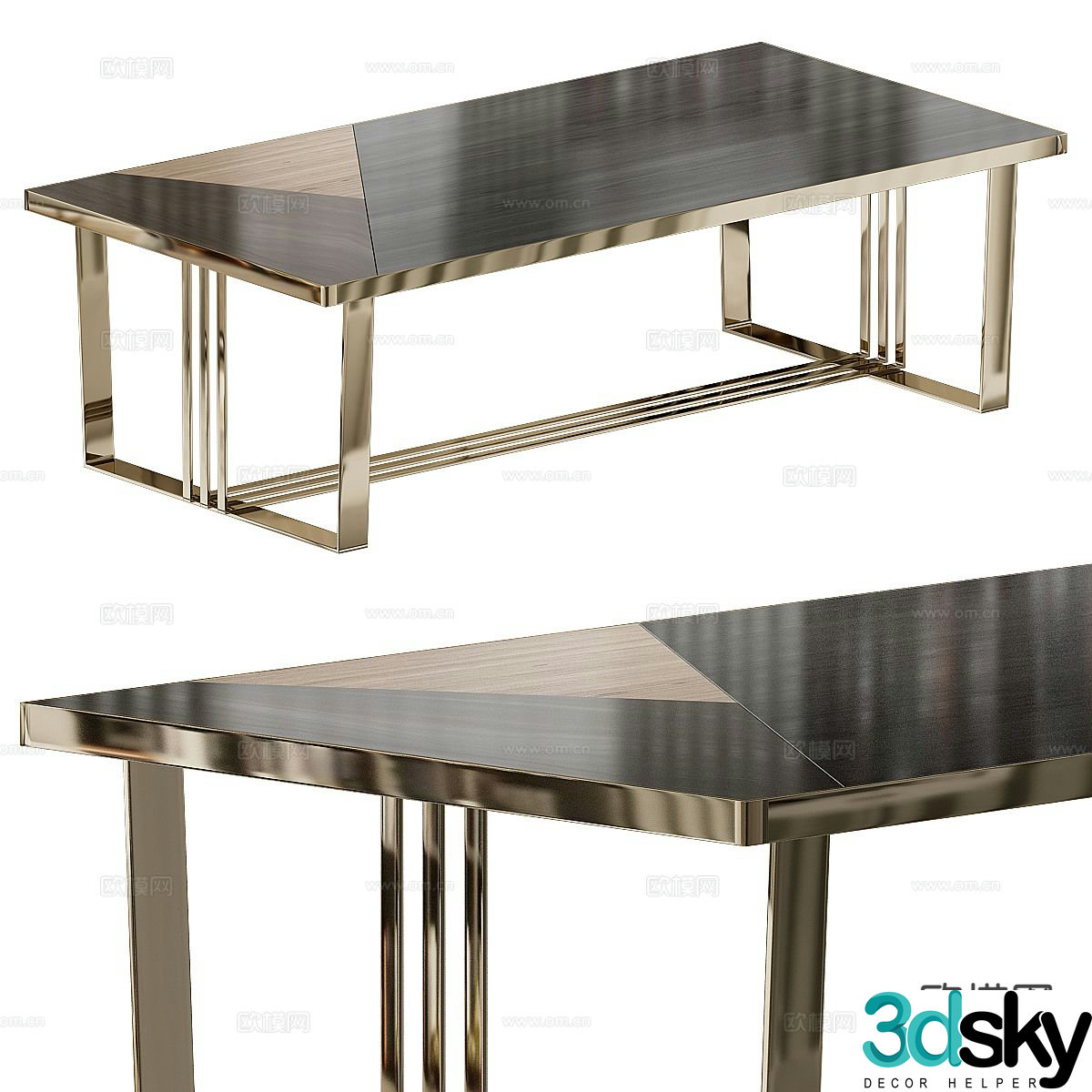 Light luxury dining table 3D model
