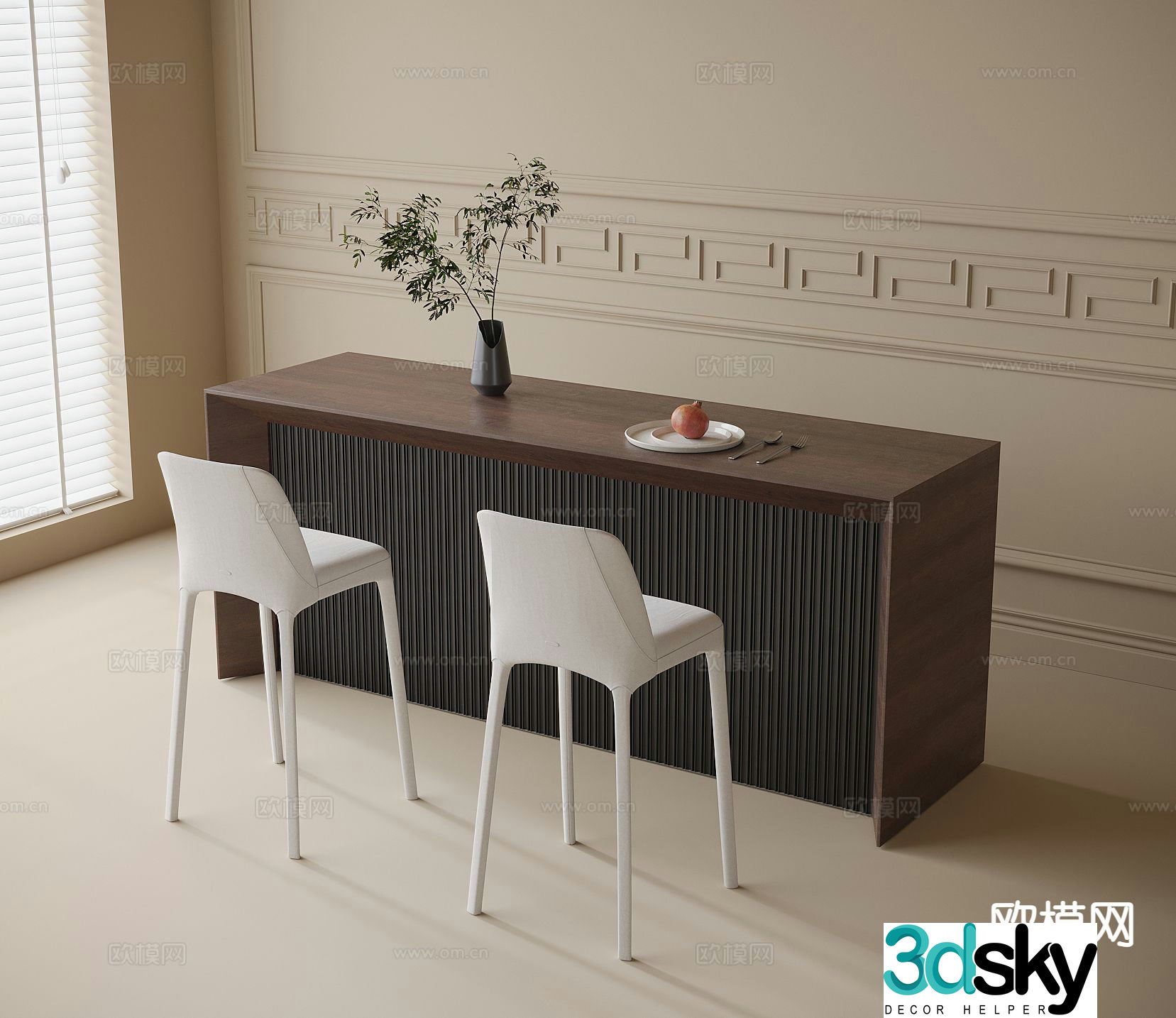 Modern bar bar chair 3d model