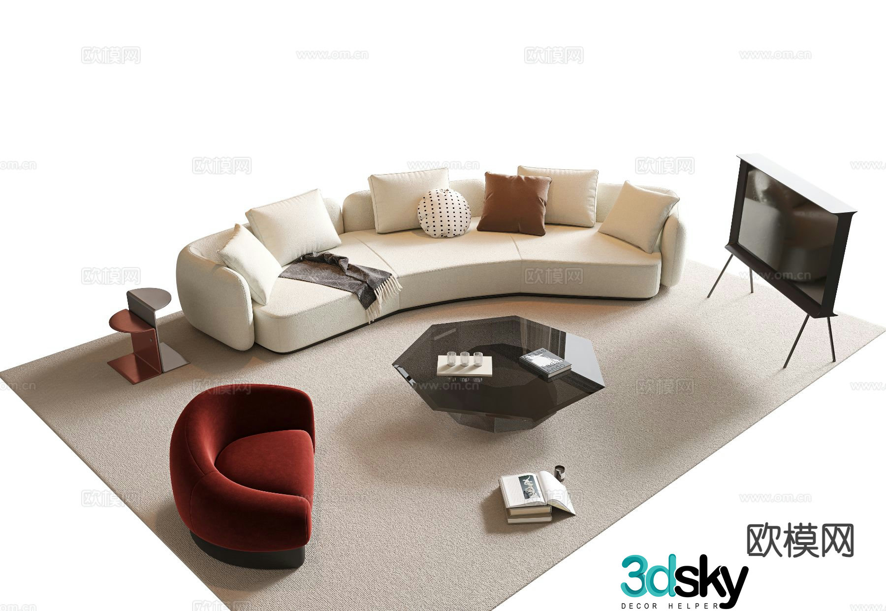 Cream style modular sofa 3d model