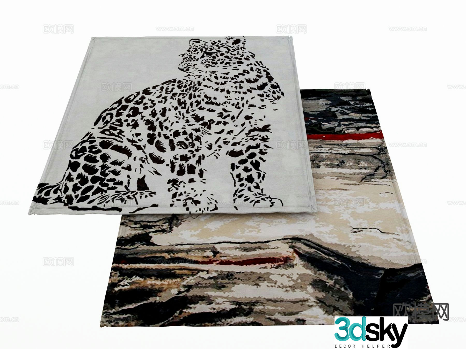 Modern carpet square rug 3d model