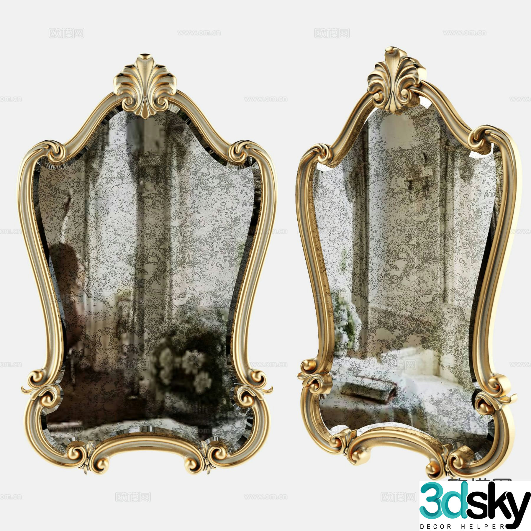 French mirror decorative mirror hanging mirror 3d model