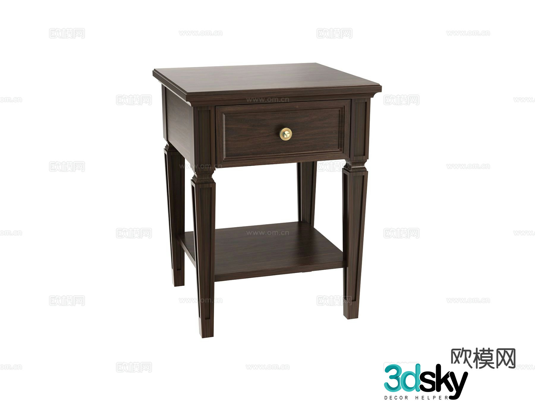 American bedside table 3d model