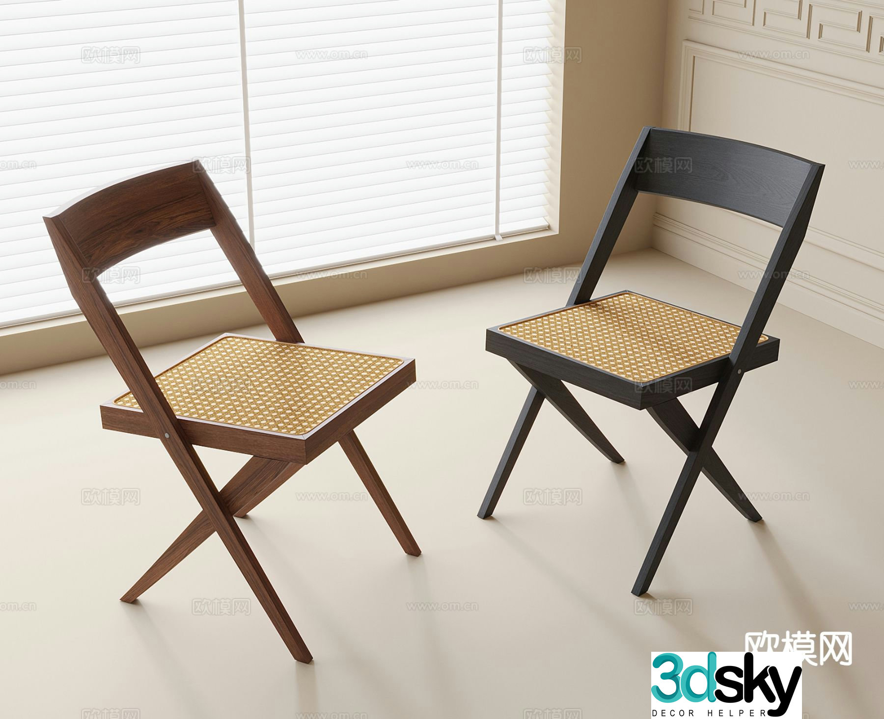 Wabi-sabi chair single chair dining chair leisure chair 3d model