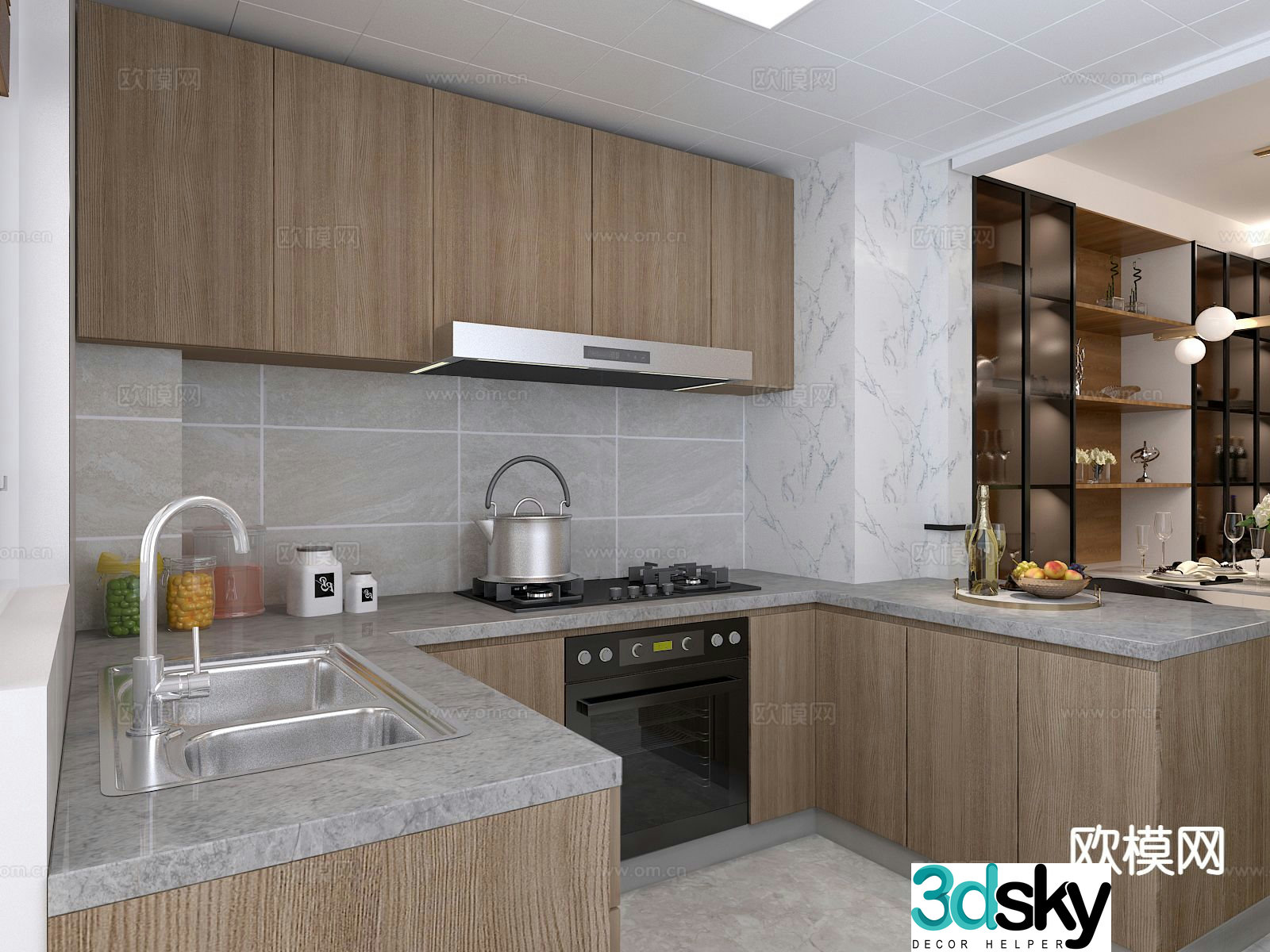 modern kitchen cabinet 3d model