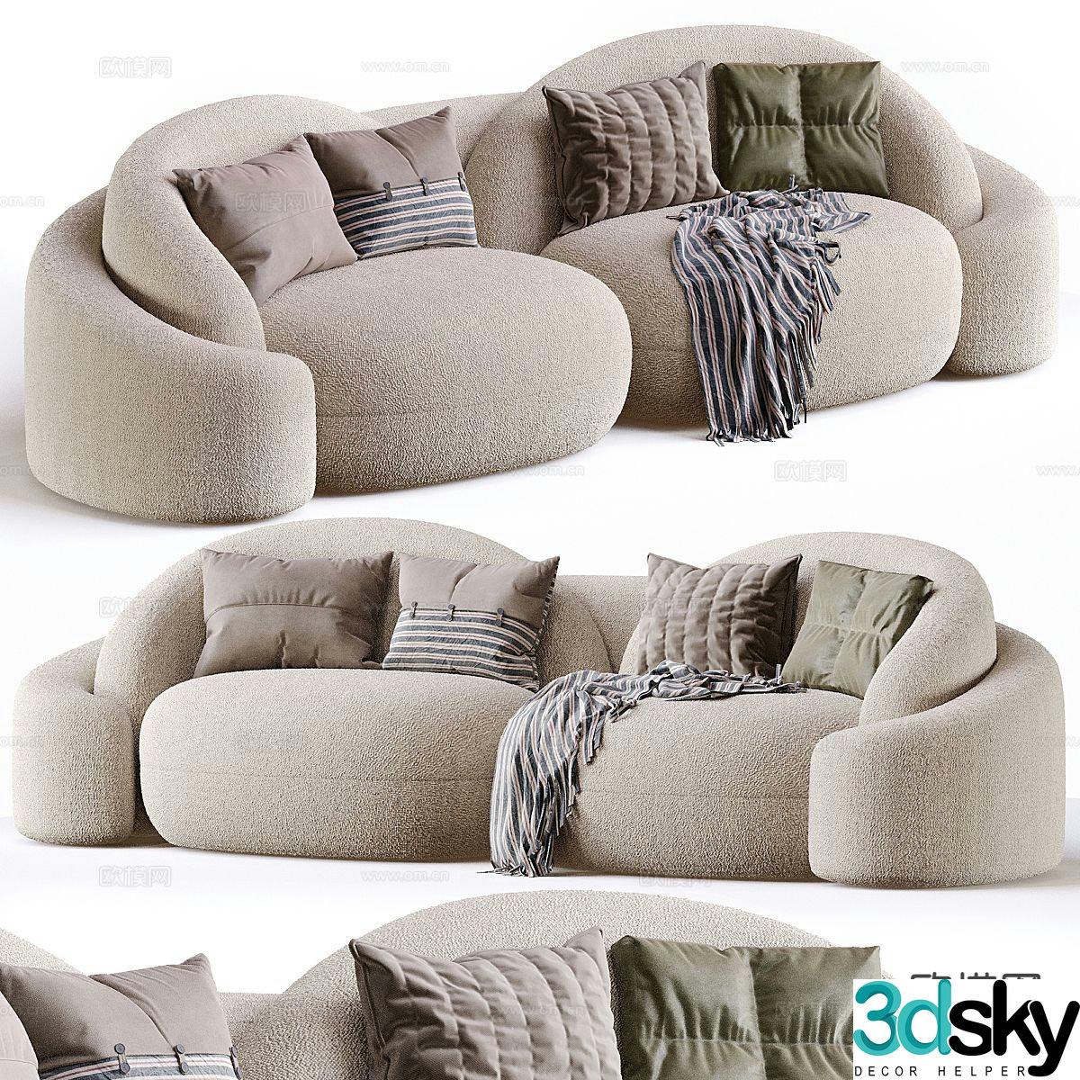 Double sofa upholstered sofa 3d model