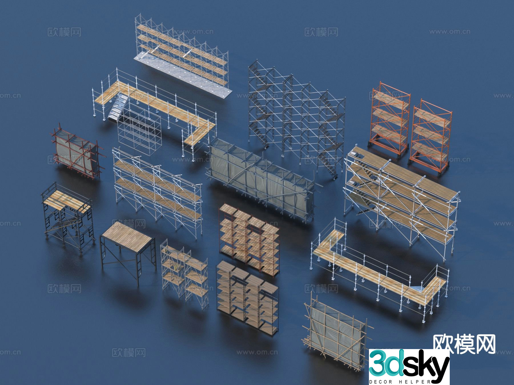 Scaffolding Fence Components Fence Canvas 3D Model