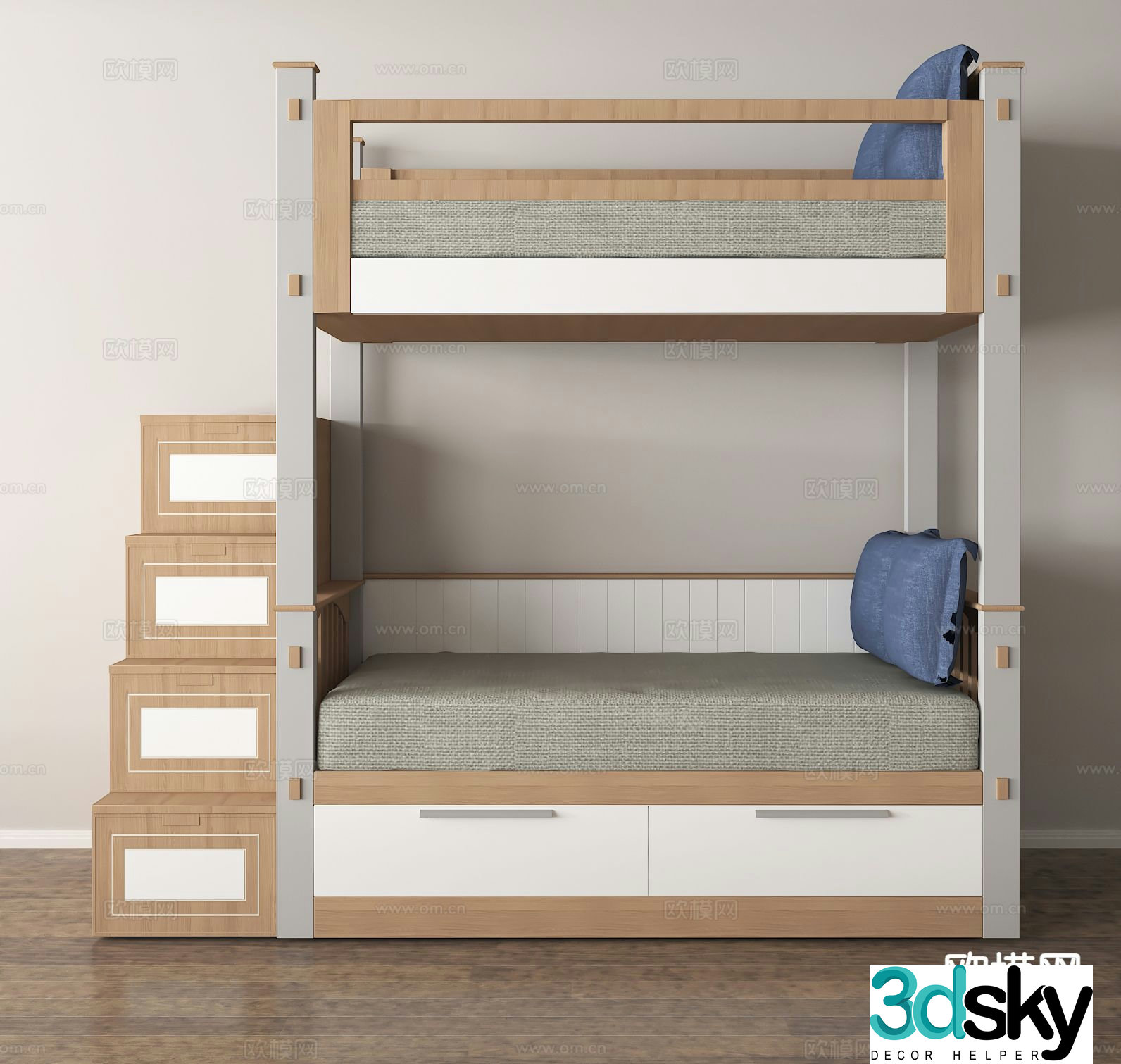 Modern children’s bed bunk bed 3d model