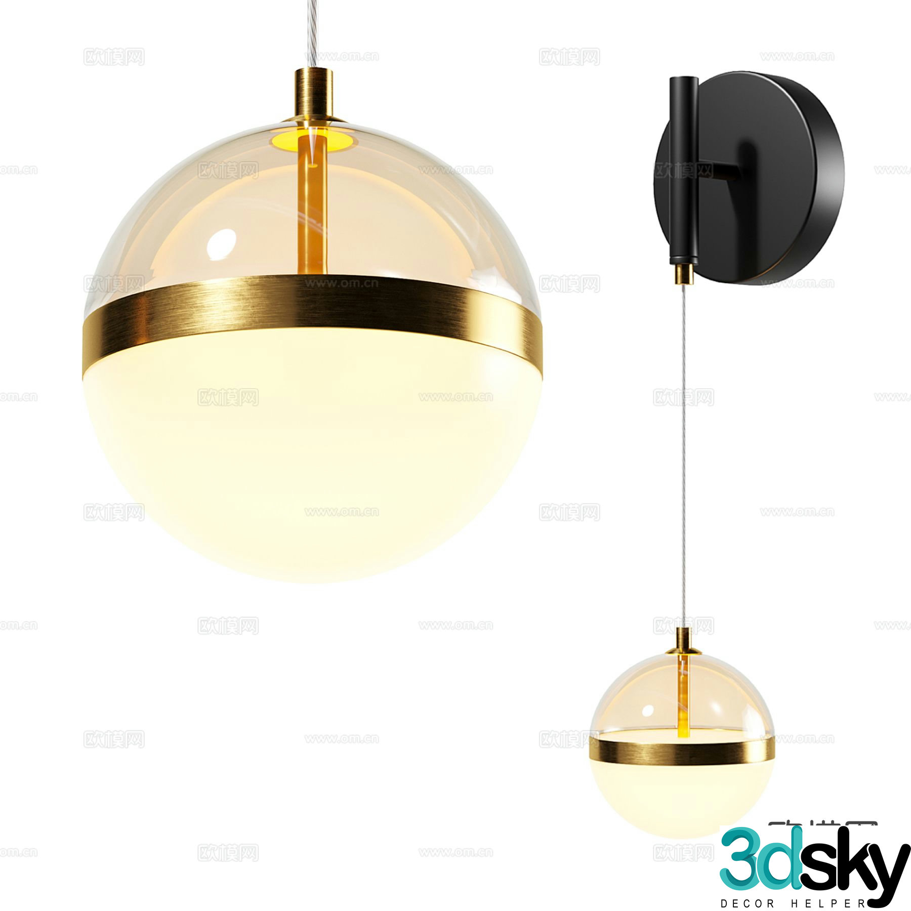 Light luxury wall lamp spherical wall lamp 3D model