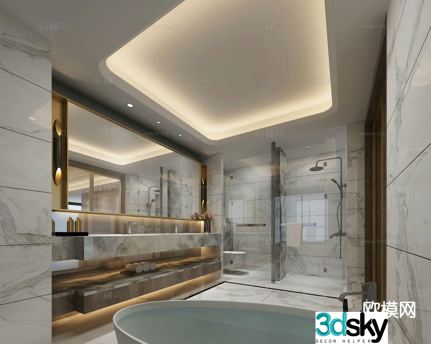 Light luxury bathroom bathroom 3d model