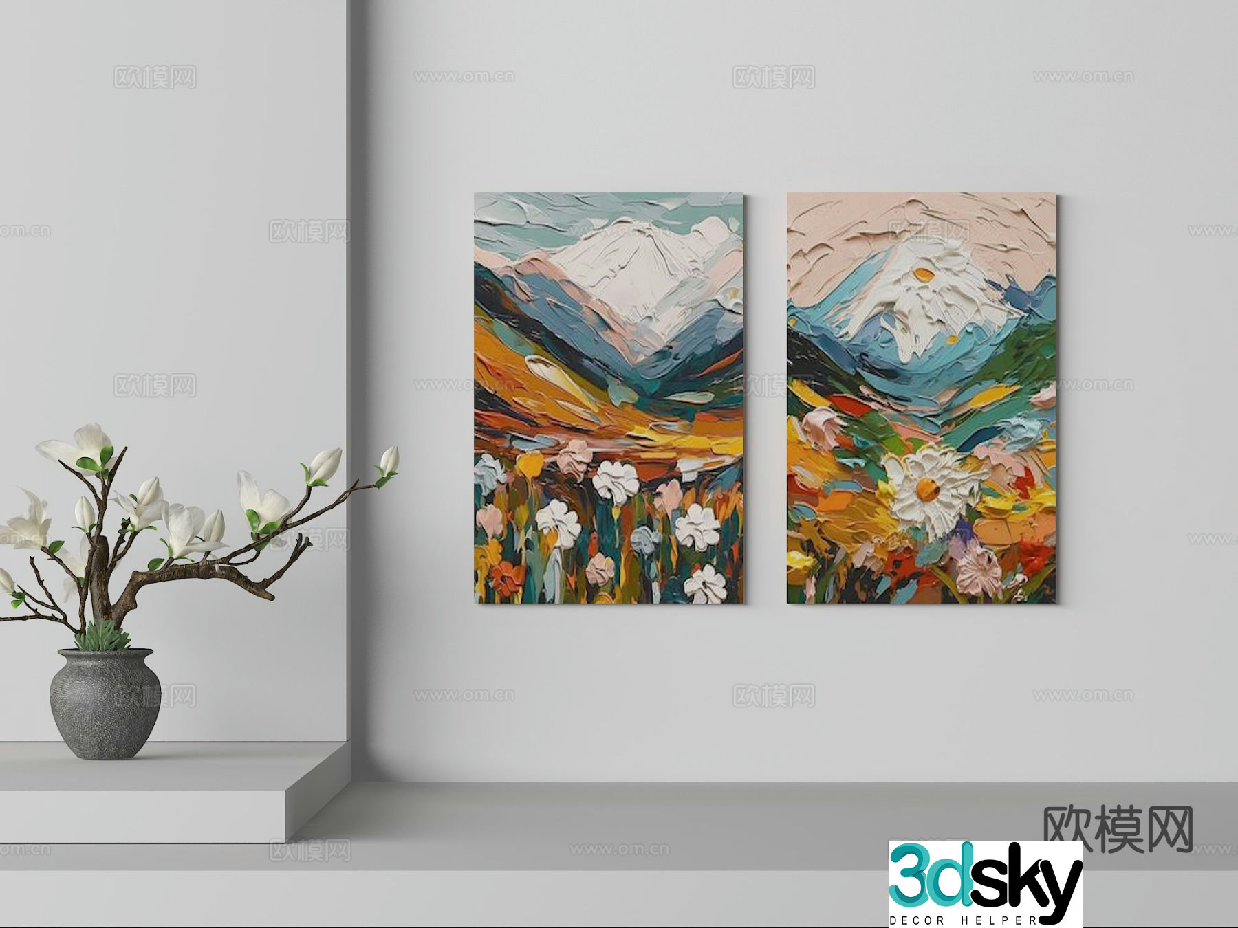 Oil painting texture painting decorative painting 3d model