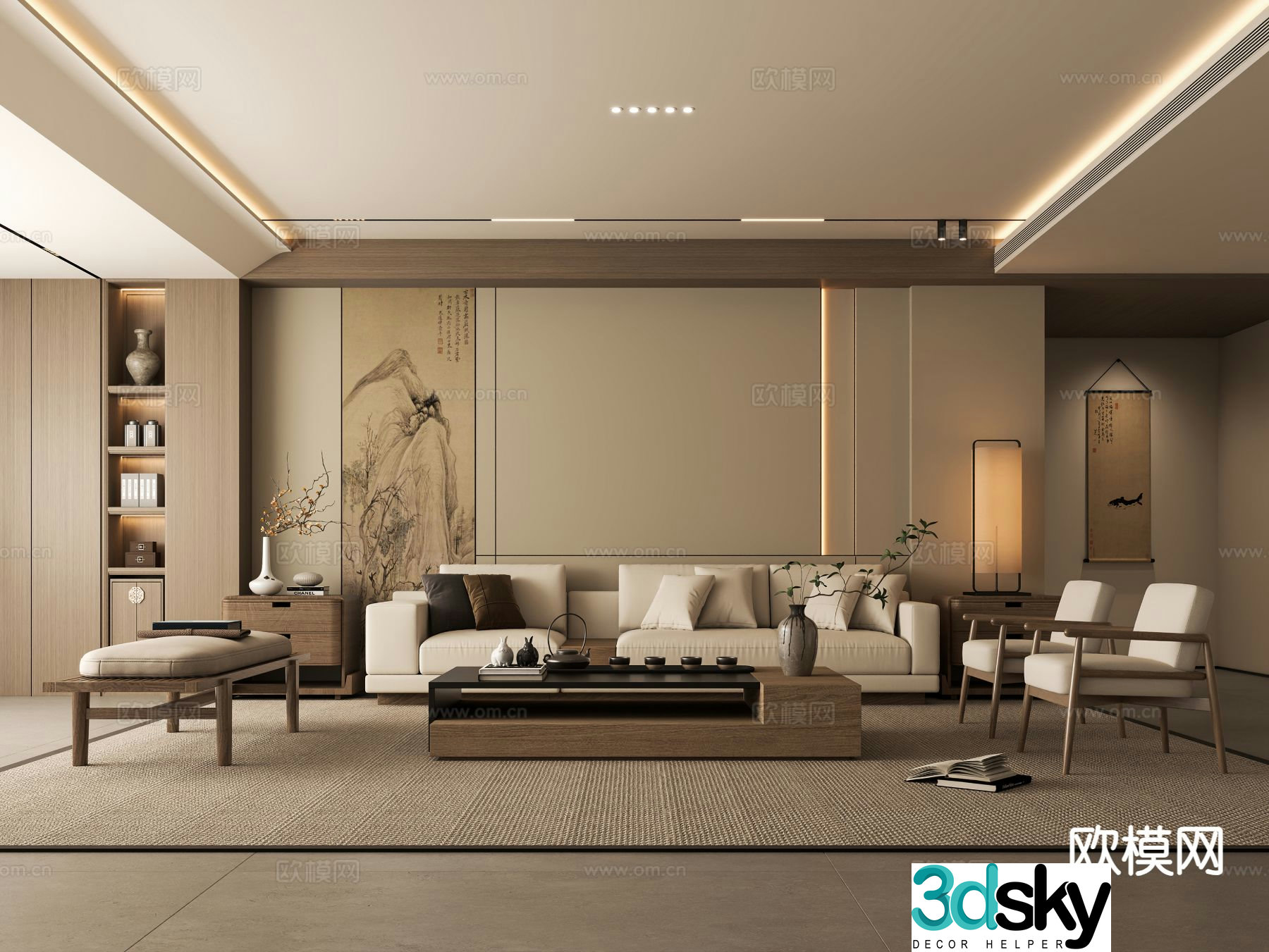 New Chinese style living room 3d model