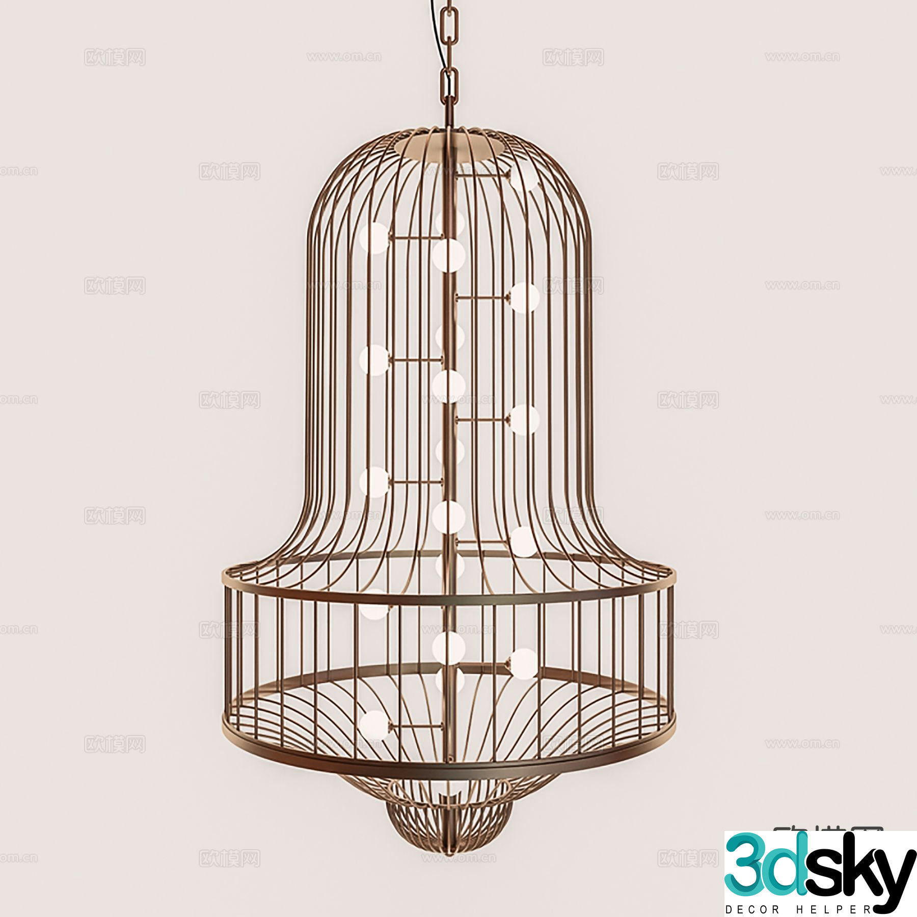 Light luxury chandelier lobby chandelier 3d model