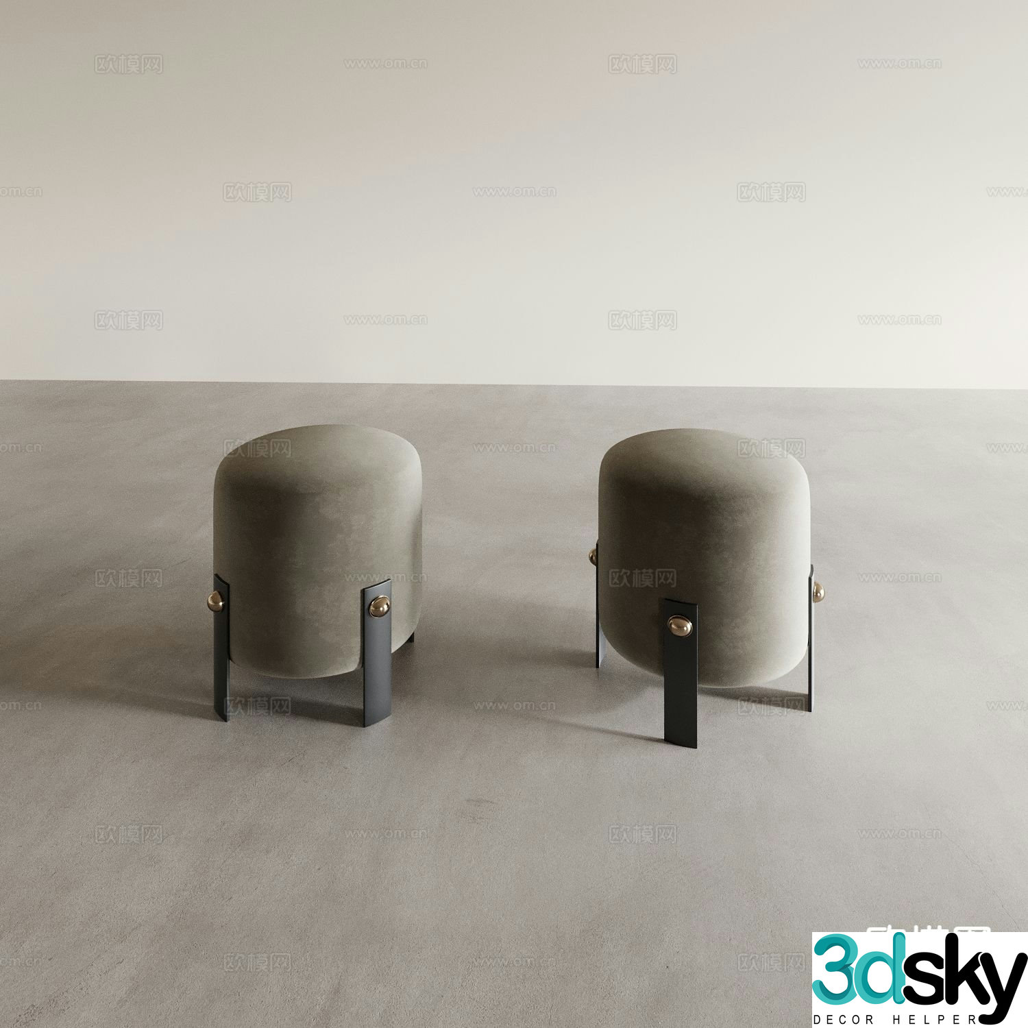 Stool round stool coffee stool makeup stool 3d model