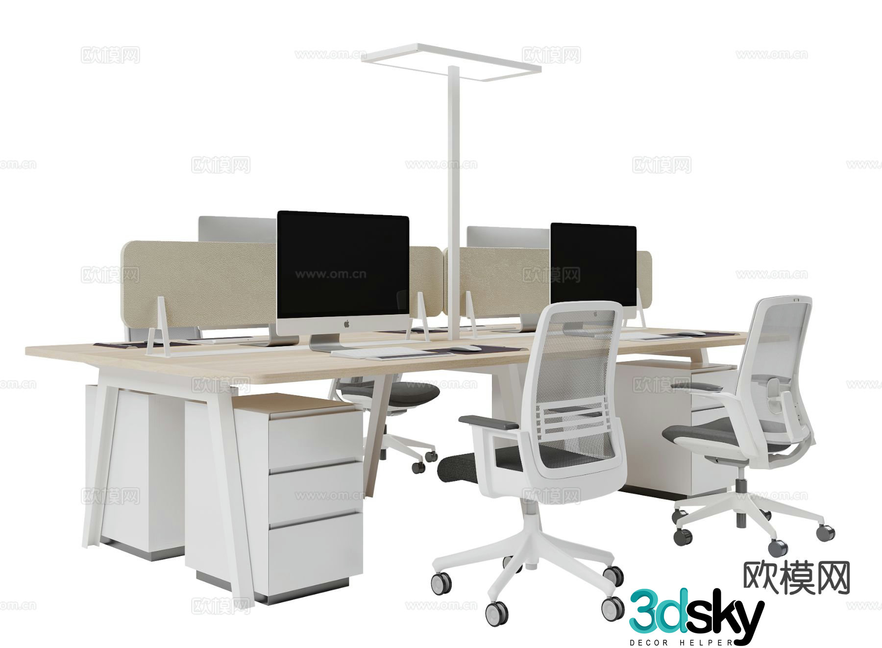 Card space desk work station post 3d model