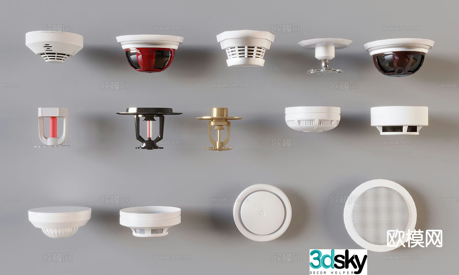 Modern fire accessories smoke alarm emergency alarm 3d model